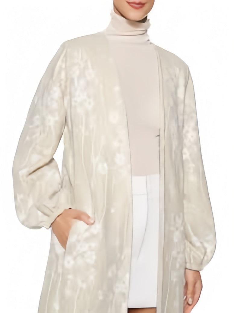 MIXED Floral Paz Coat in Beige Color - SATIN | Brazilian Luxury Fashion