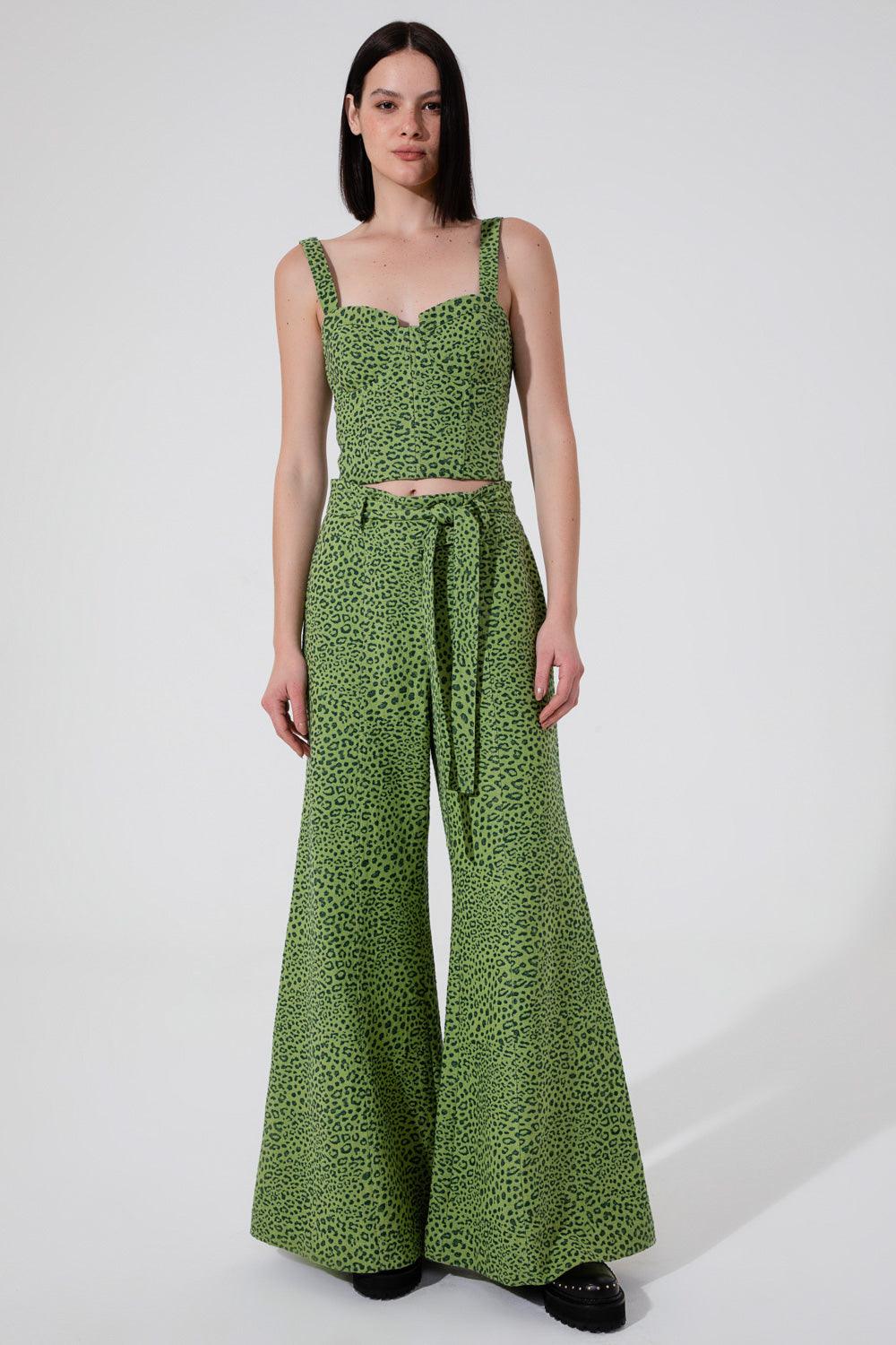 MIXED Green Jaguar Pants In Jaguar Color - SATIN | Brazilian Luxury Fashion