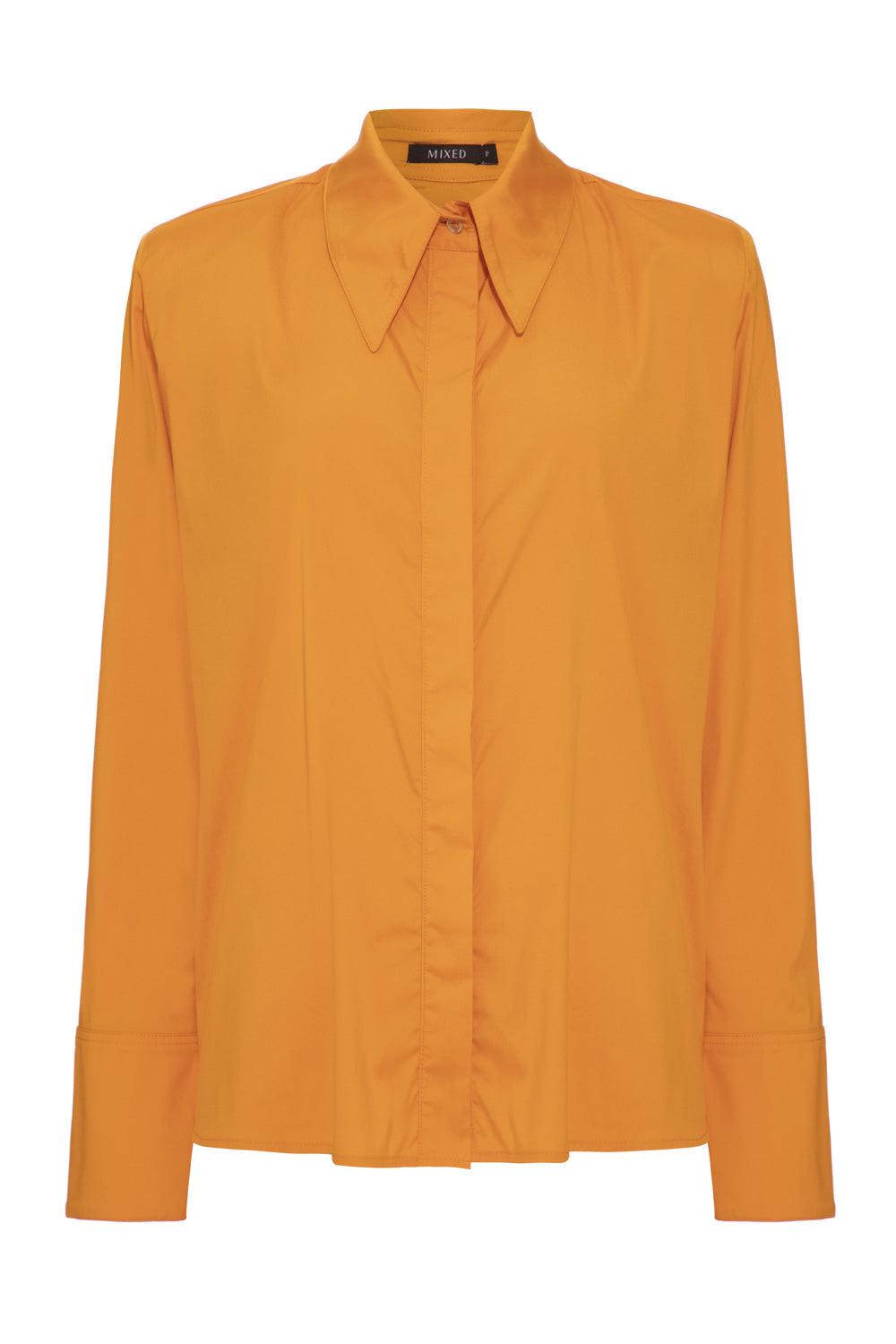 MIXED Clara Shirt In Mango Color - SATIN | Brazilian Luxury Fashion