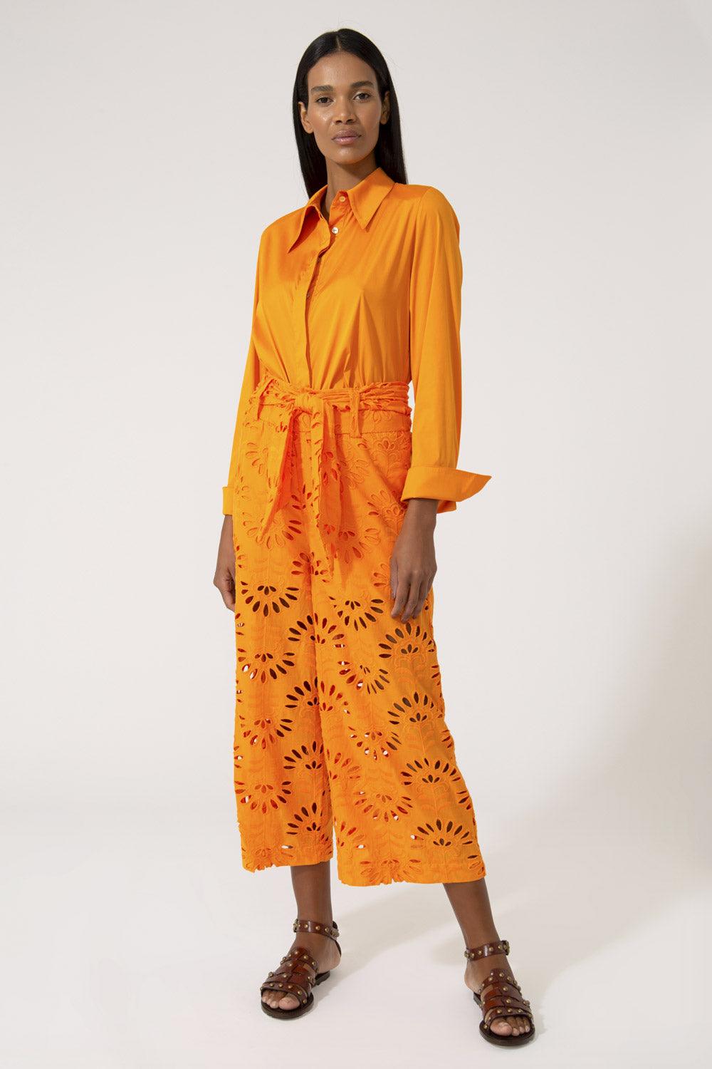 MIXED Clara Shirt In Mango Color - SATIN | Brazilian Luxury Fashion