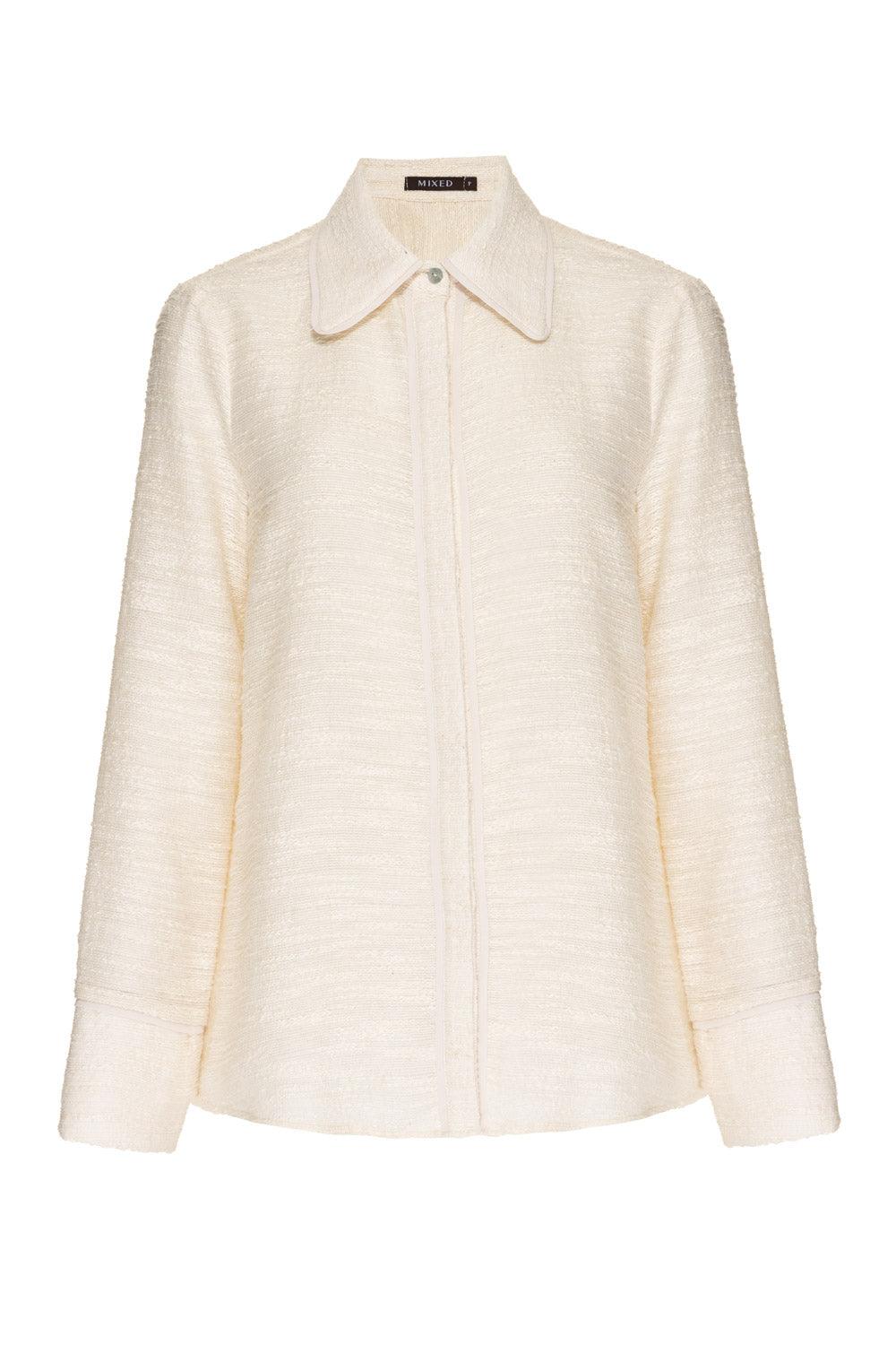 MIXED Aveia Shirt In Off-White Color - SATIN | Brazilian Luxury Fashion