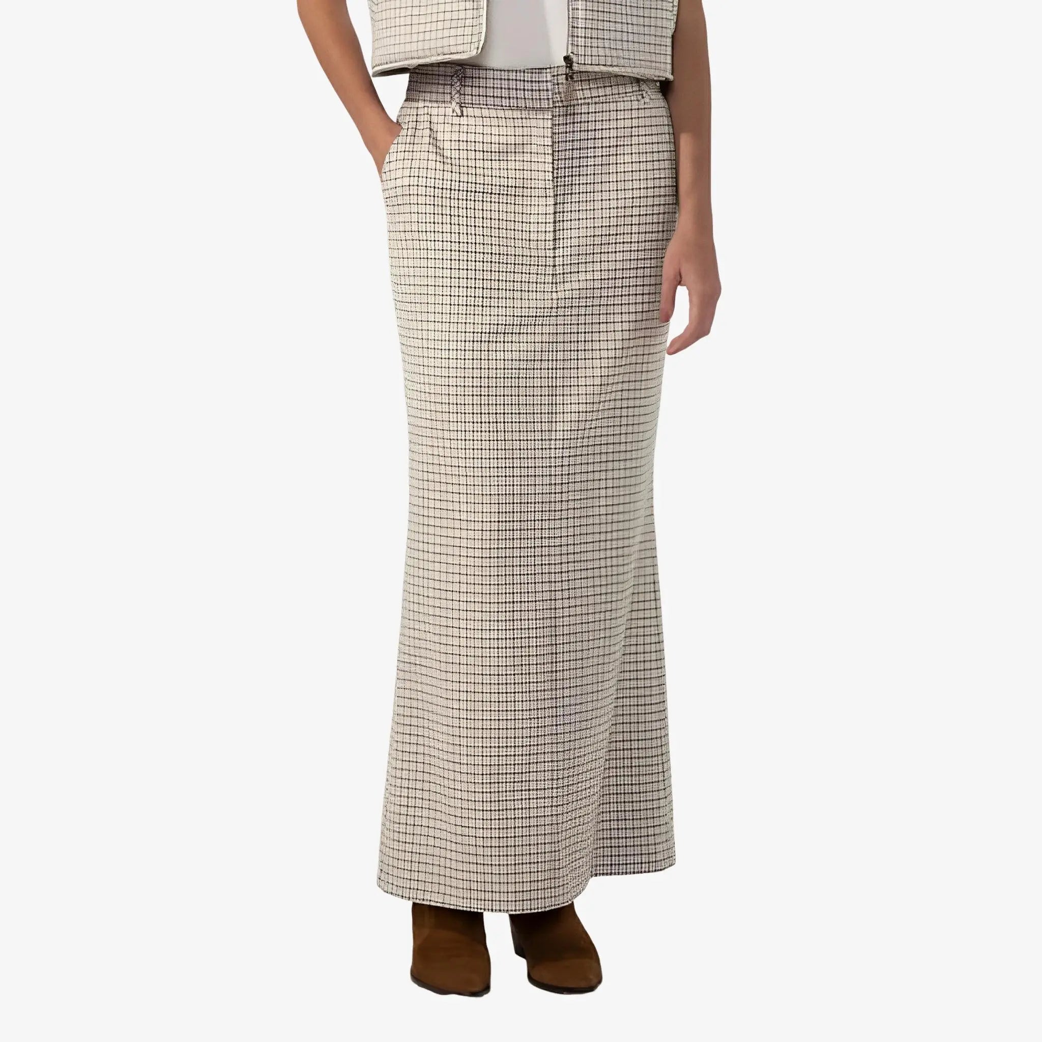 SATIN | Brazilian Luxury Fashion MIXED MIXED Shiv Skirt In Khaki Color