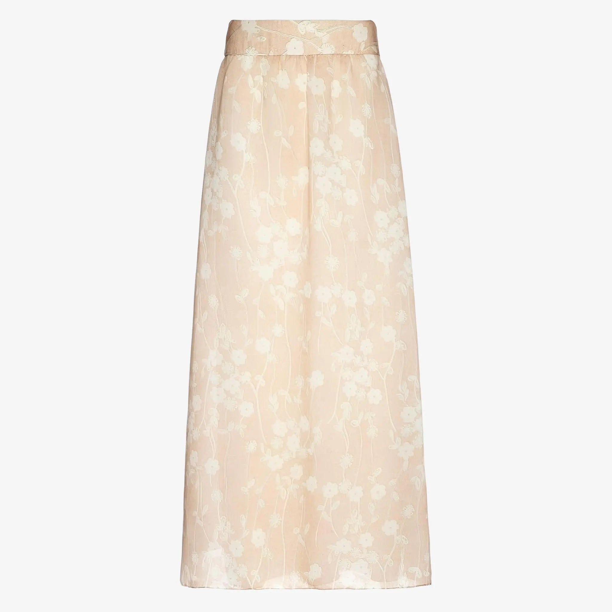 SATIN | Brazilian Luxury Fashion MIXED MIXED Floral Paz Skirt In Beige Color