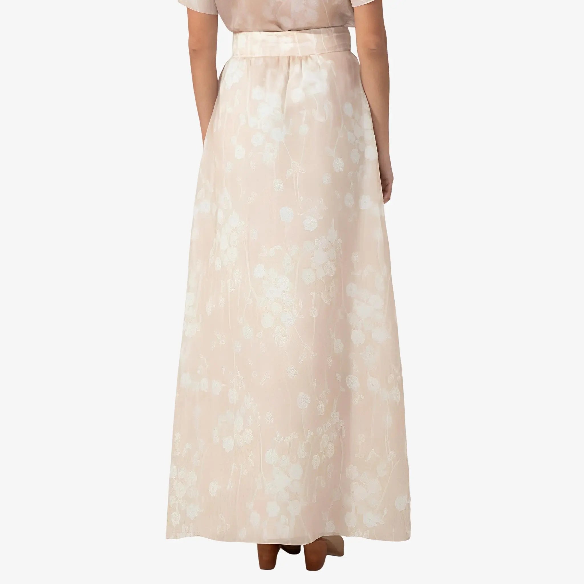 SATIN | Brazilian Luxury Fashion MIXED MIXED Floral Paz Skirt In Beige Color