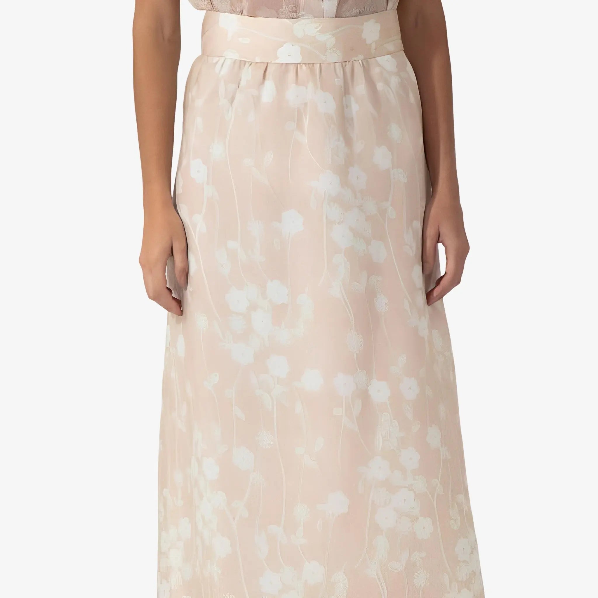 SATIN | Brazilian Luxury Fashion MIXED MIXED Floral Paz Skirt In Beige Color
