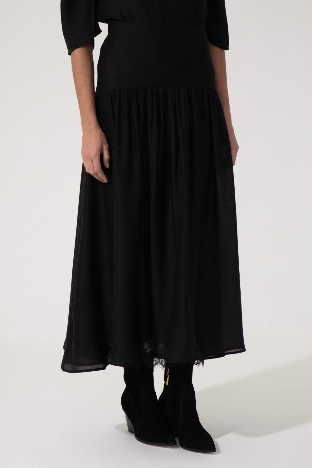 MIXED Carmen Skirt In Black Color - SATIN | Brazilian Luxury Fashion