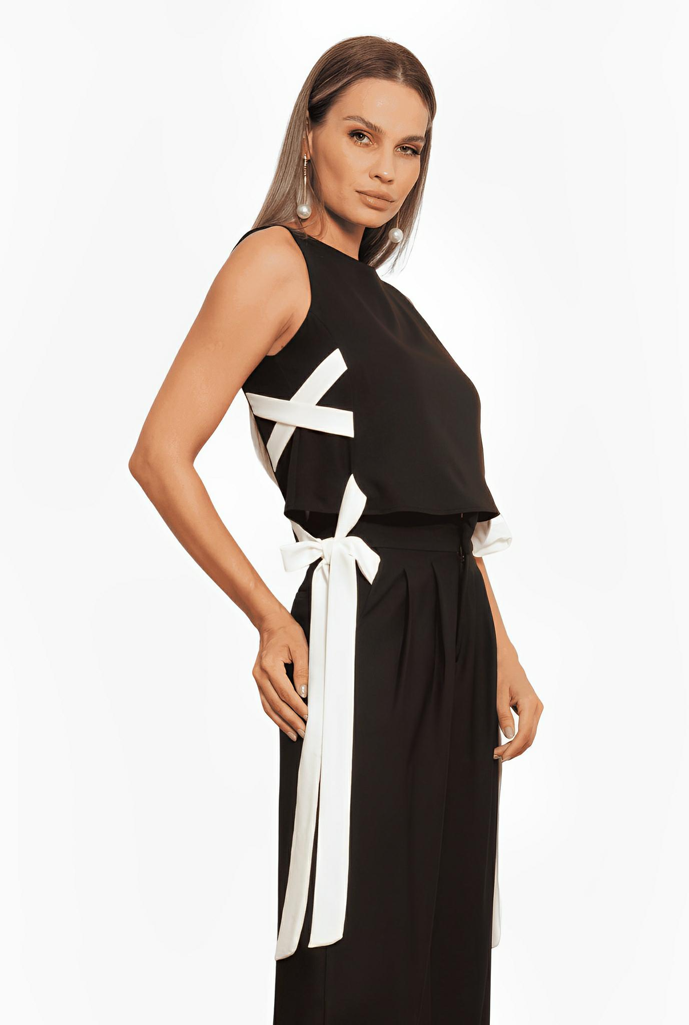 SATIN | Brazilian Luxury Fashion TON AGE TONAGE Black and Off-White Crepe Vienna Blouse