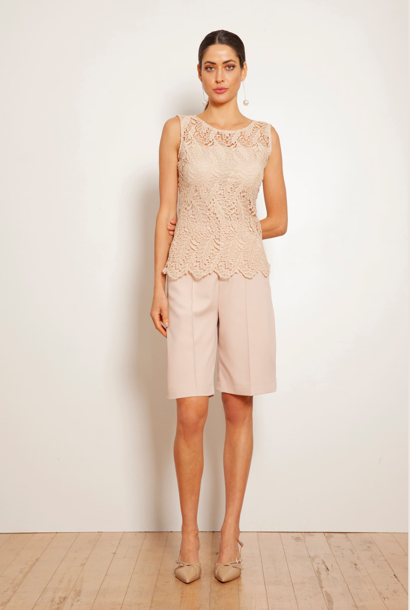 TONAGE Beige Lace Skirt with Beige Background - SATIN | Brazilian Luxury Fashion