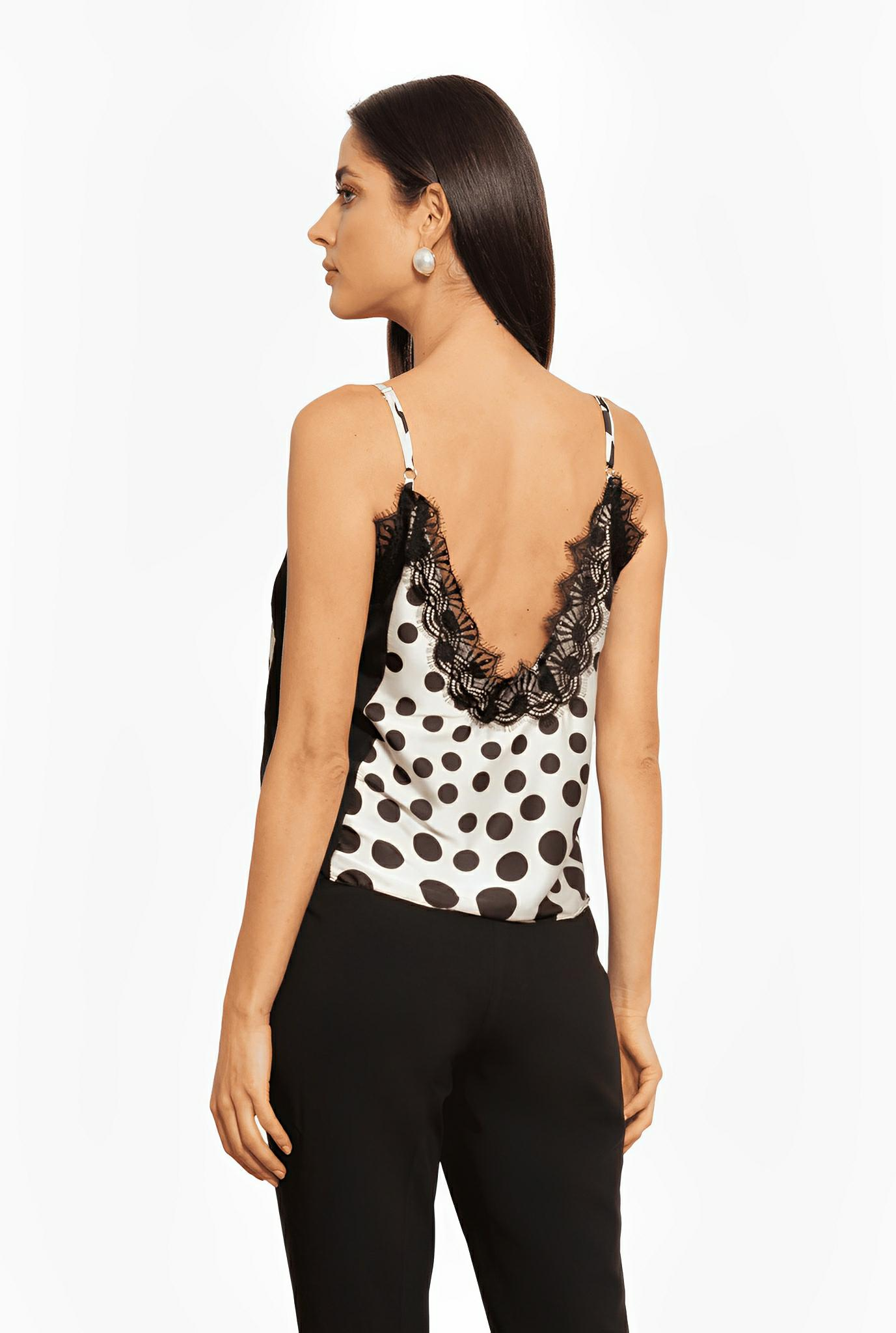 SATIN | Brazilian Luxury Fashion TON AGE TONAGE Polka Dot Gloss Blouse with Black Sides
