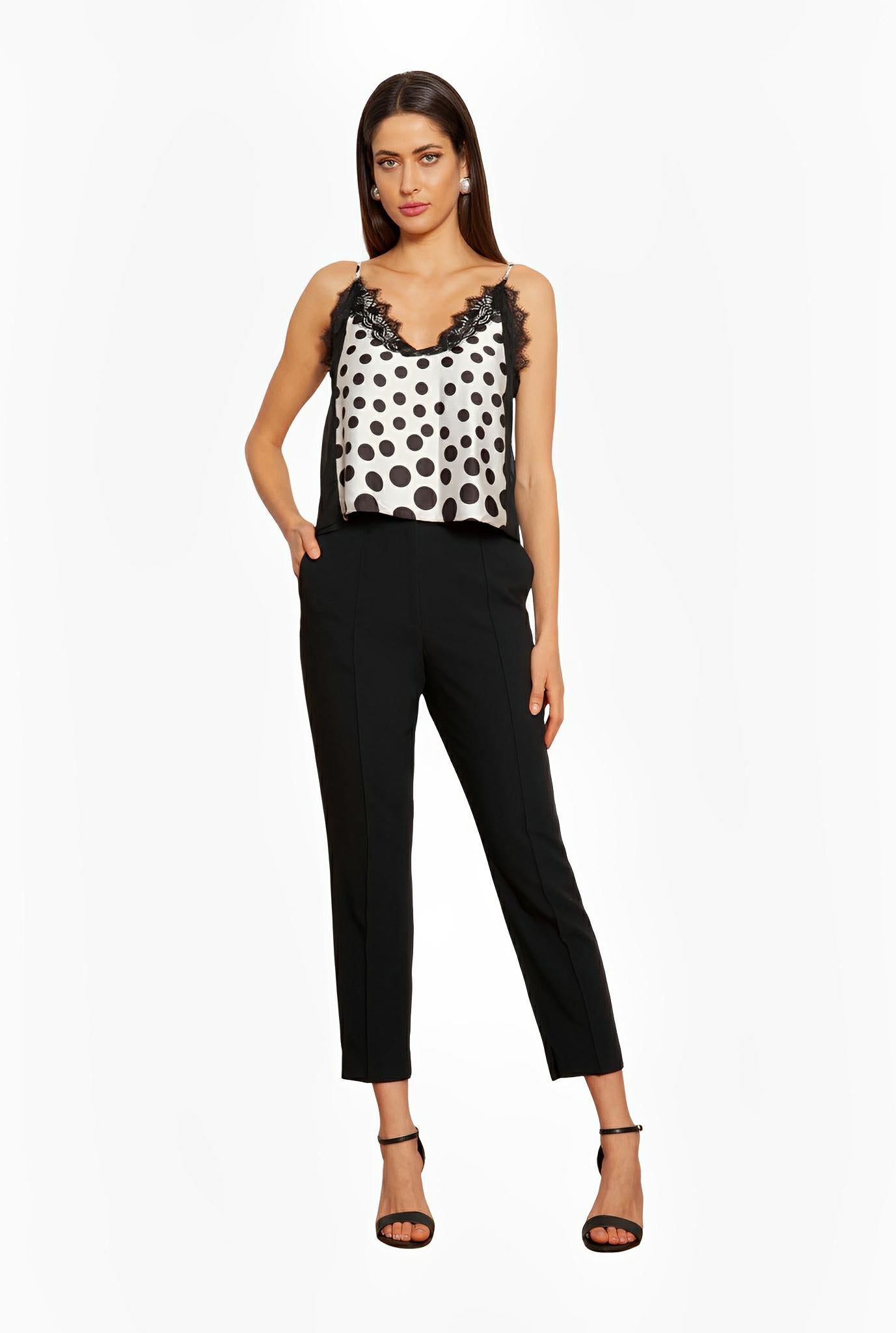SATIN | Brazilian Luxury Fashion TON AGE TONAGE Polka Dot Gloss Blouse with Black Sides