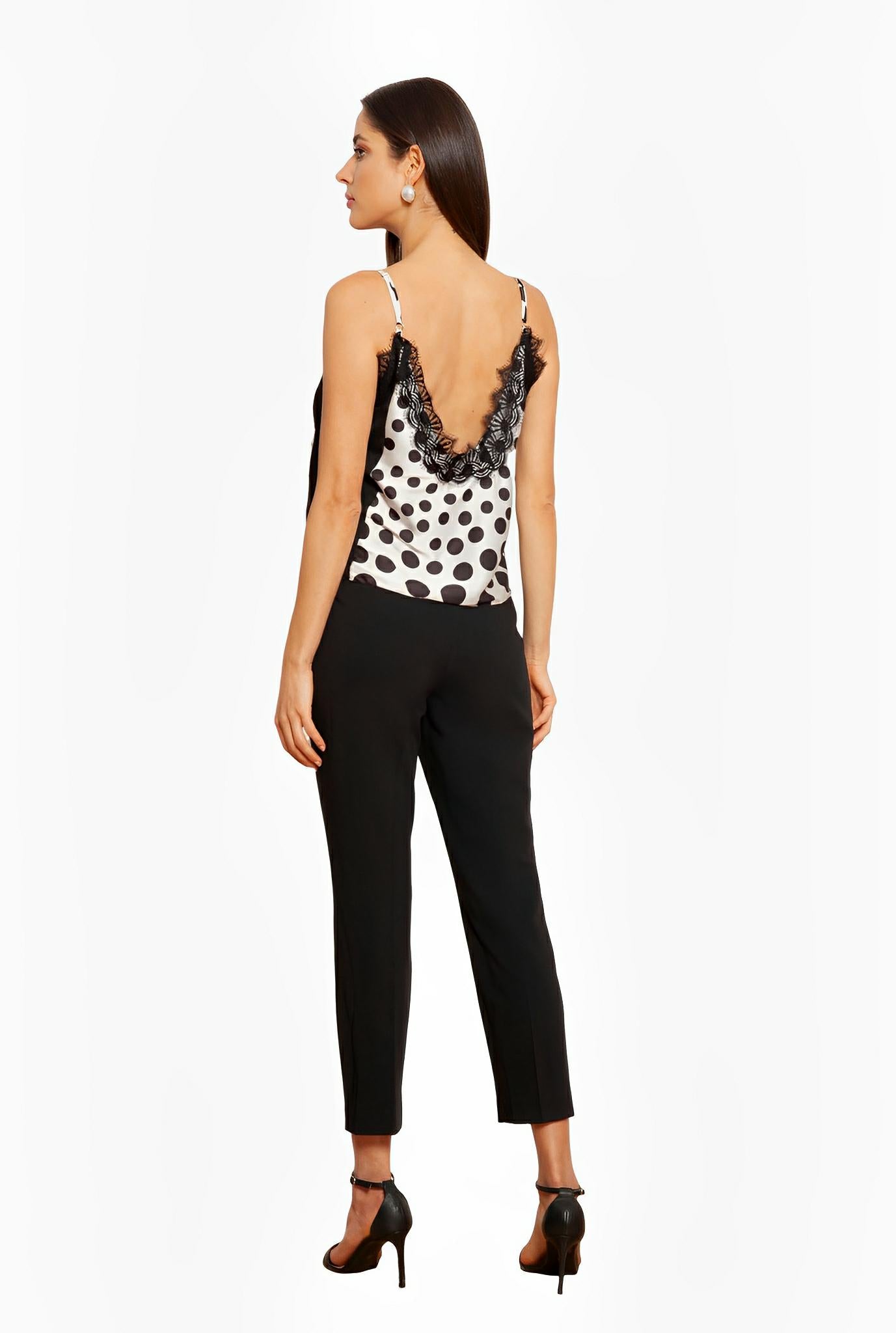 SATIN | Brazilian Luxury Fashion TON AGE TONAGE Polka Dot Gloss Blouse with Black Sides