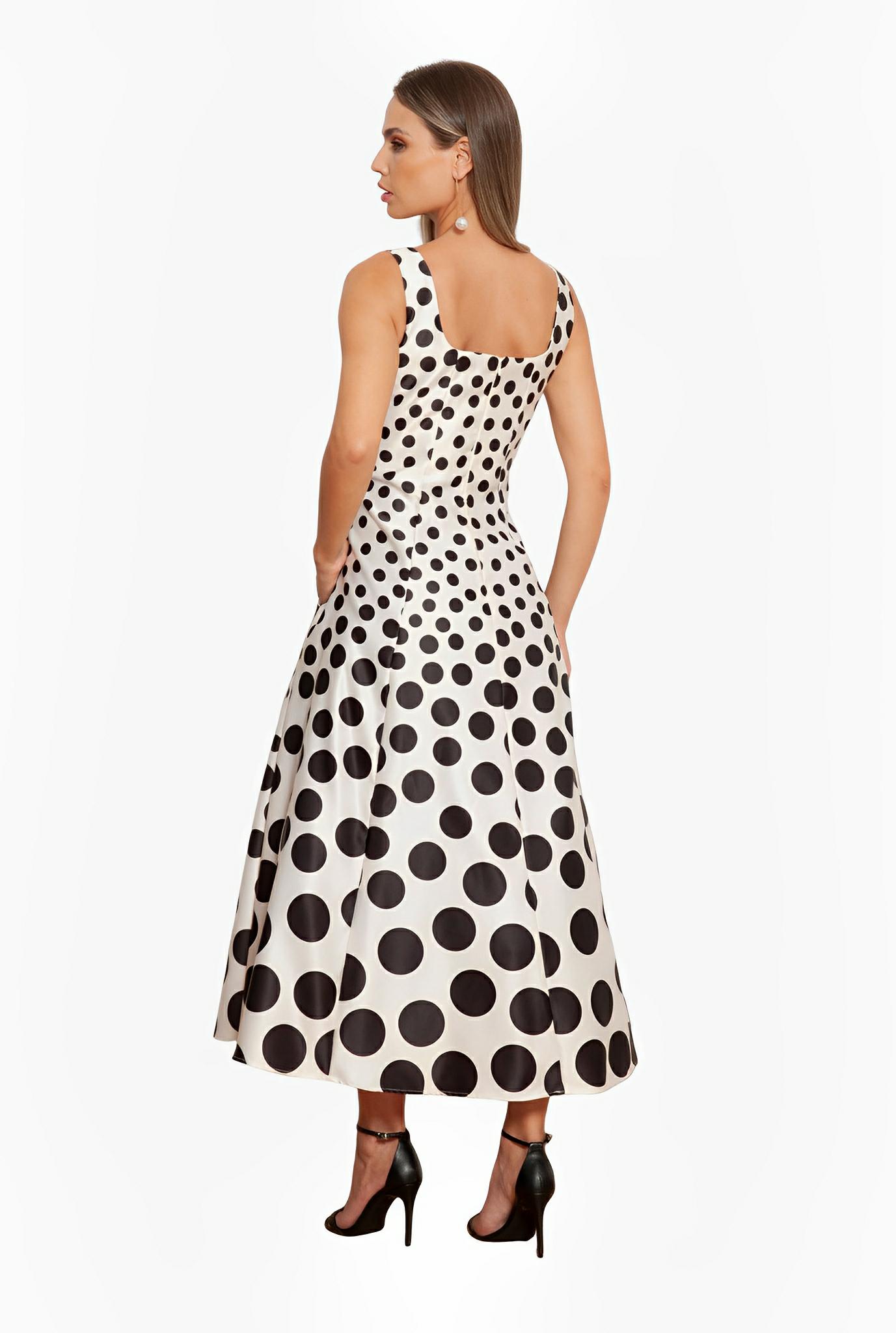 SATIN | Brazilian Luxury Fashion TON AGE TONAGE Viscose Dress with Shiny Polka Dot Design