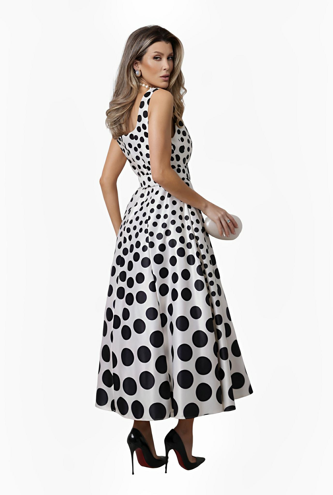 SATIN | Brazilian Luxury Fashion TON AGE TONAGE Viscose Dress with Shiny Polka Dot Design