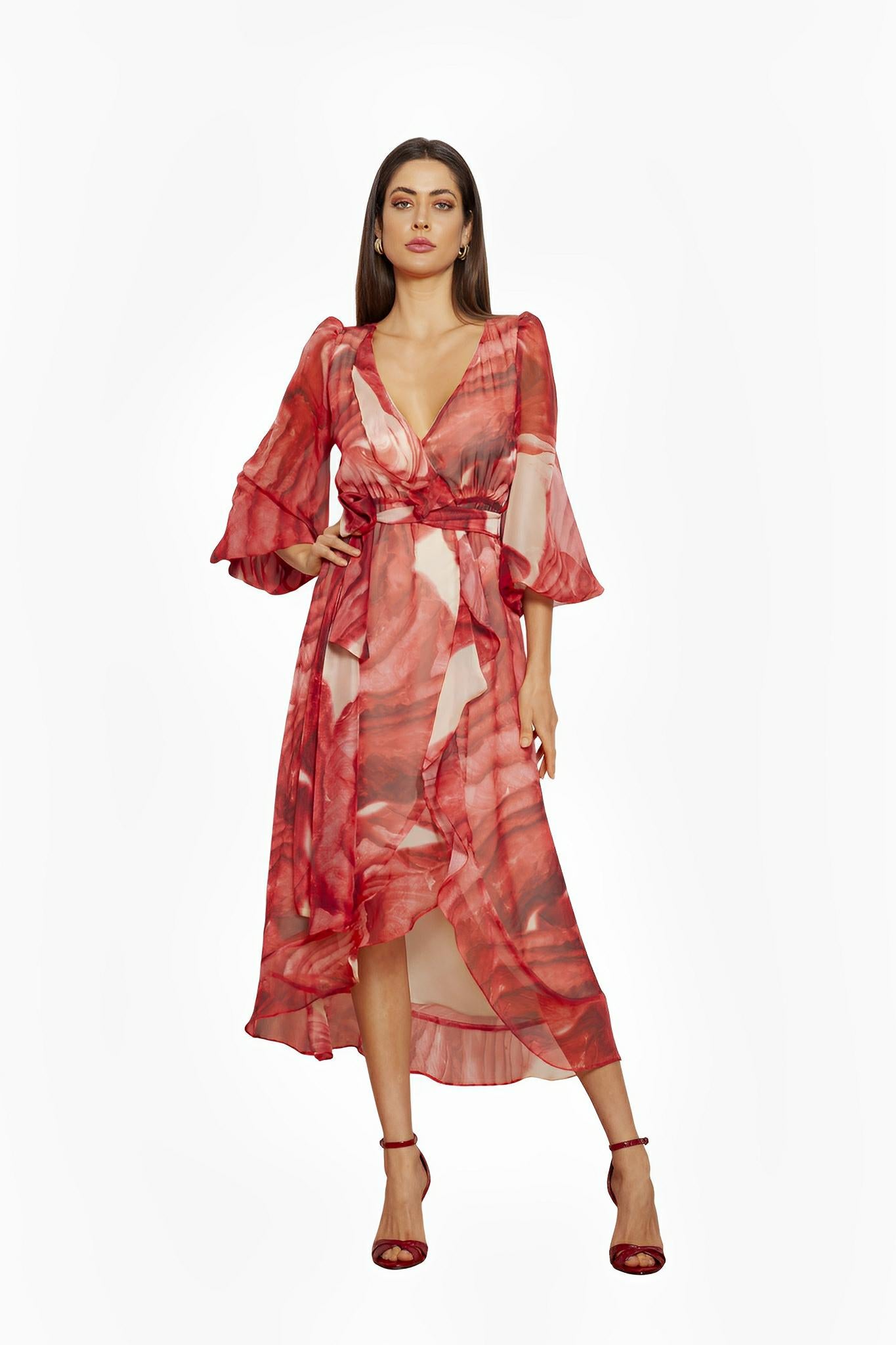 SATIN | Brazilian Luxury Fashion TON AGE TONAGE Abstract Print Silky Crepon Dress