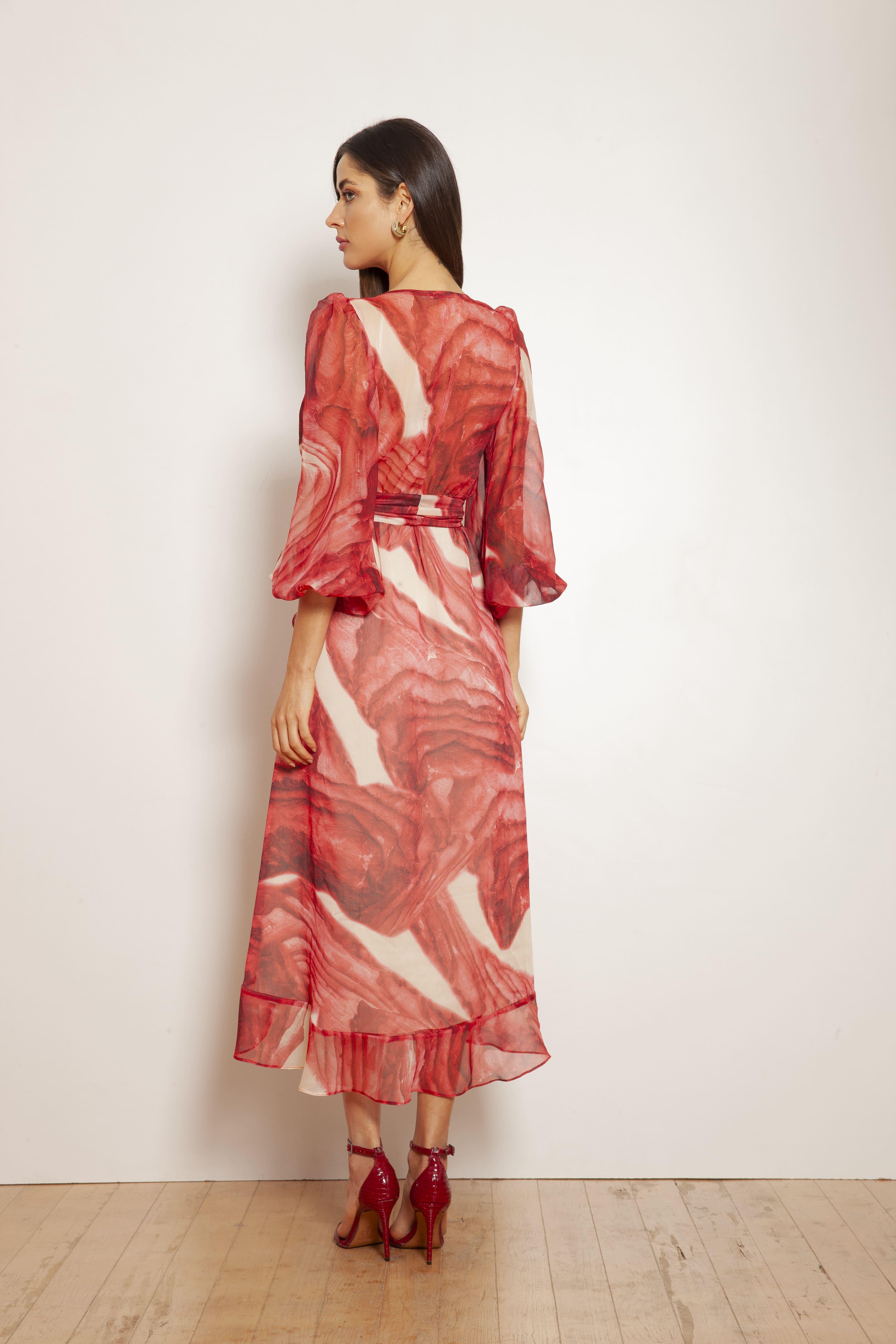 TONAGE Abstract Print Silky Crepon Dress - SATIN | Brazilian Luxury Fashion