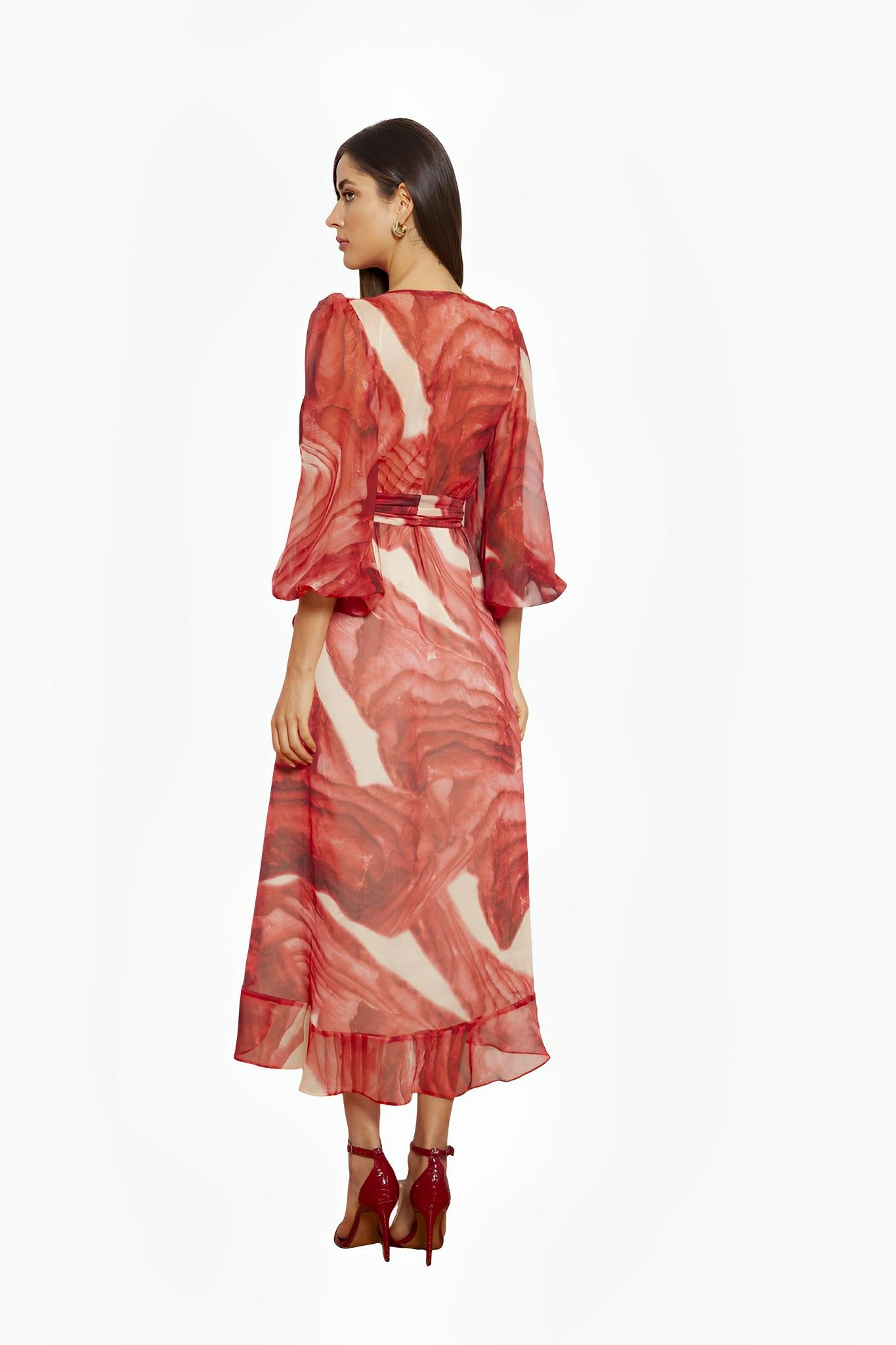 SATIN | Brazilian Luxury Fashion TON AGE TONAGE Abstract Print Silky Crepon Dress