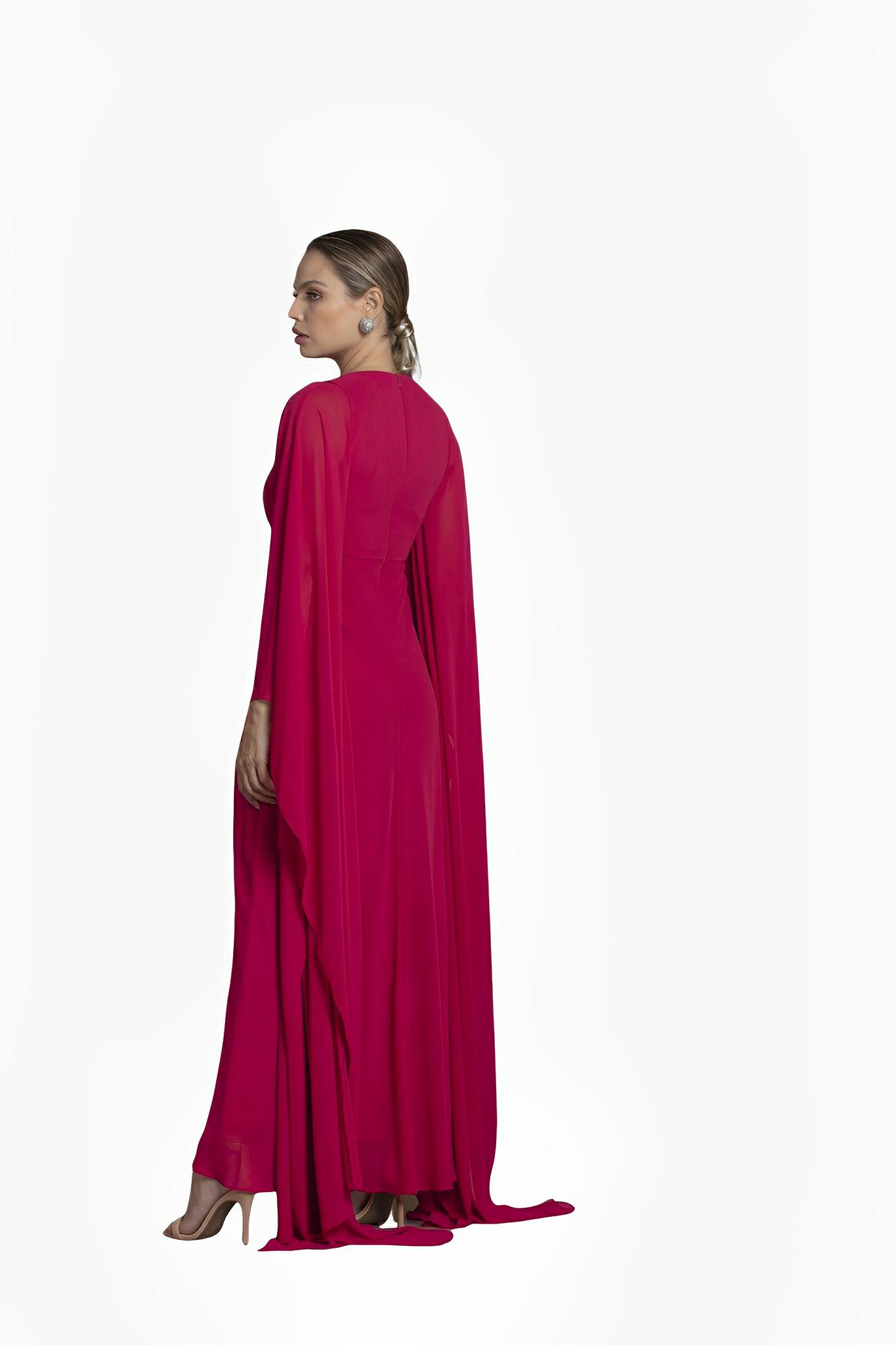 SATIN | Brazilian Luxury Fashion TON AGE TONAGE Dark Pink Georgette Dress