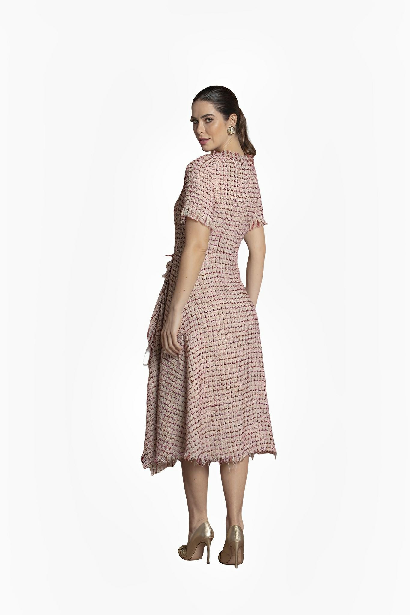 SATIN | Brazilian Luxury Fashion TON AGE TONAGE Pink Tweed Trentino Dress