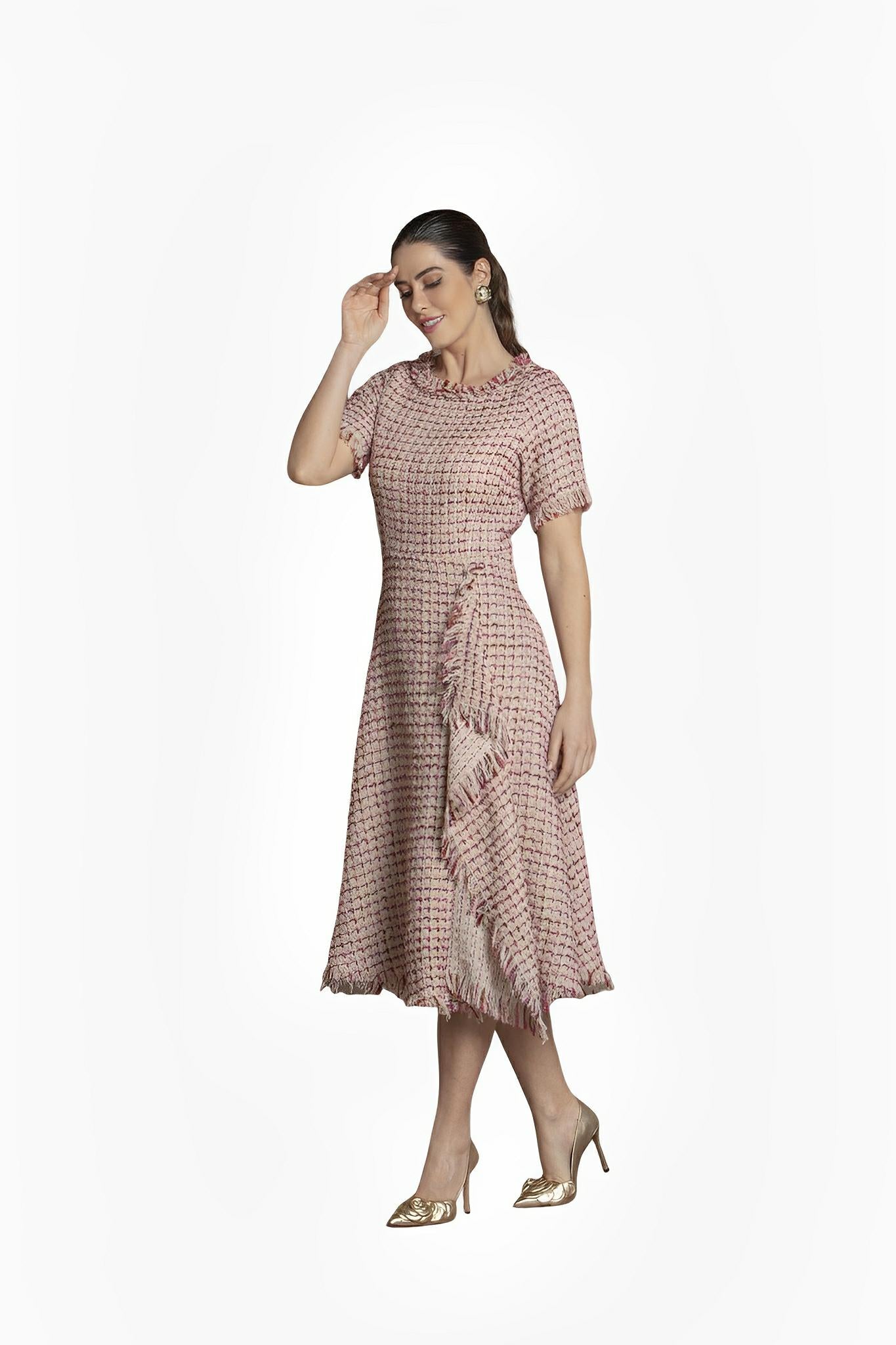 SATIN | Brazilian Luxury Fashion TON AGE TONAGE Pink Tweed Trentino Dress