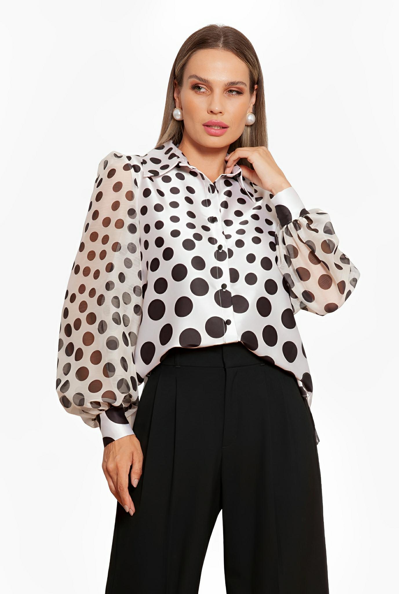 SATIN | Brazilian Luxury Fashion TON AGE TONAGE Black and White Polka Dot Gloss Shirt