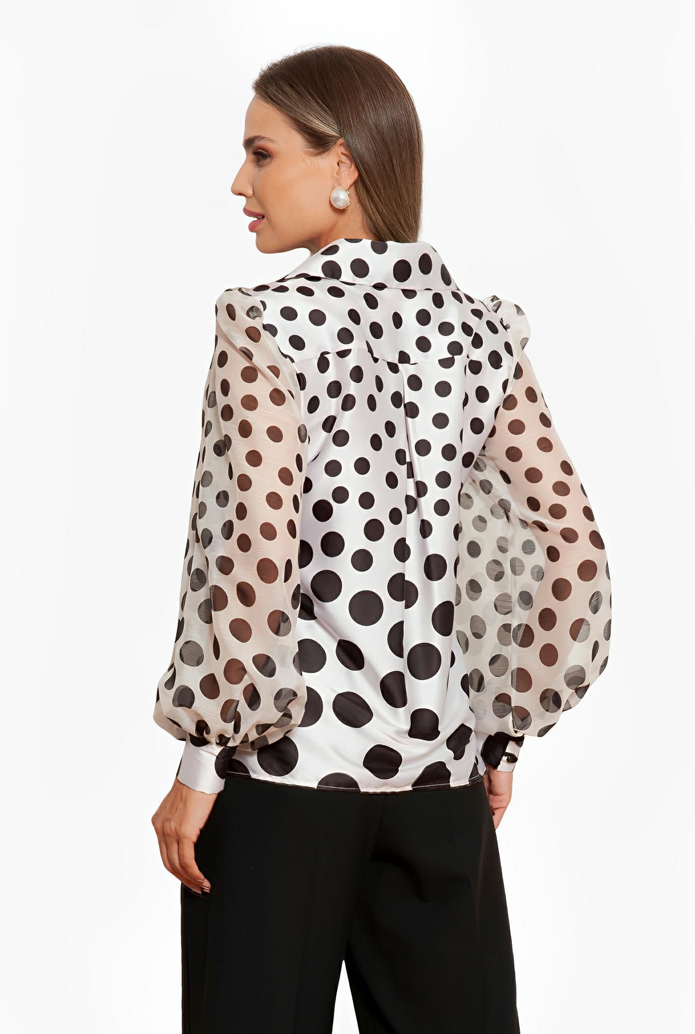 SATIN | Brazilian Luxury Fashion TON AGE TONAGE Black and White Polka Dot Gloss Shirt