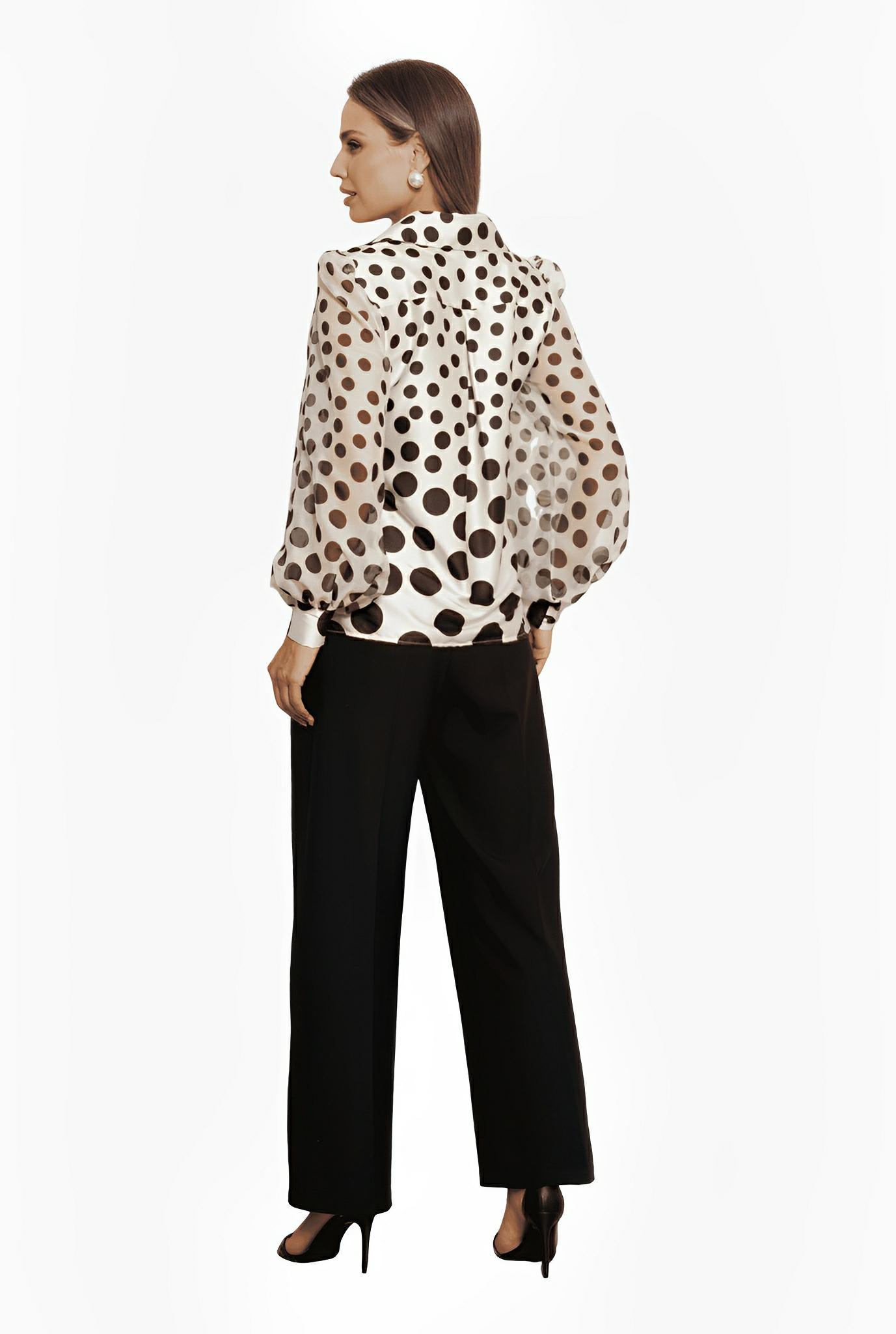 SATIN | Brazilian Luxury Fashion TON AGE TONAGE Black and White Polka Dot Gloss Shirt