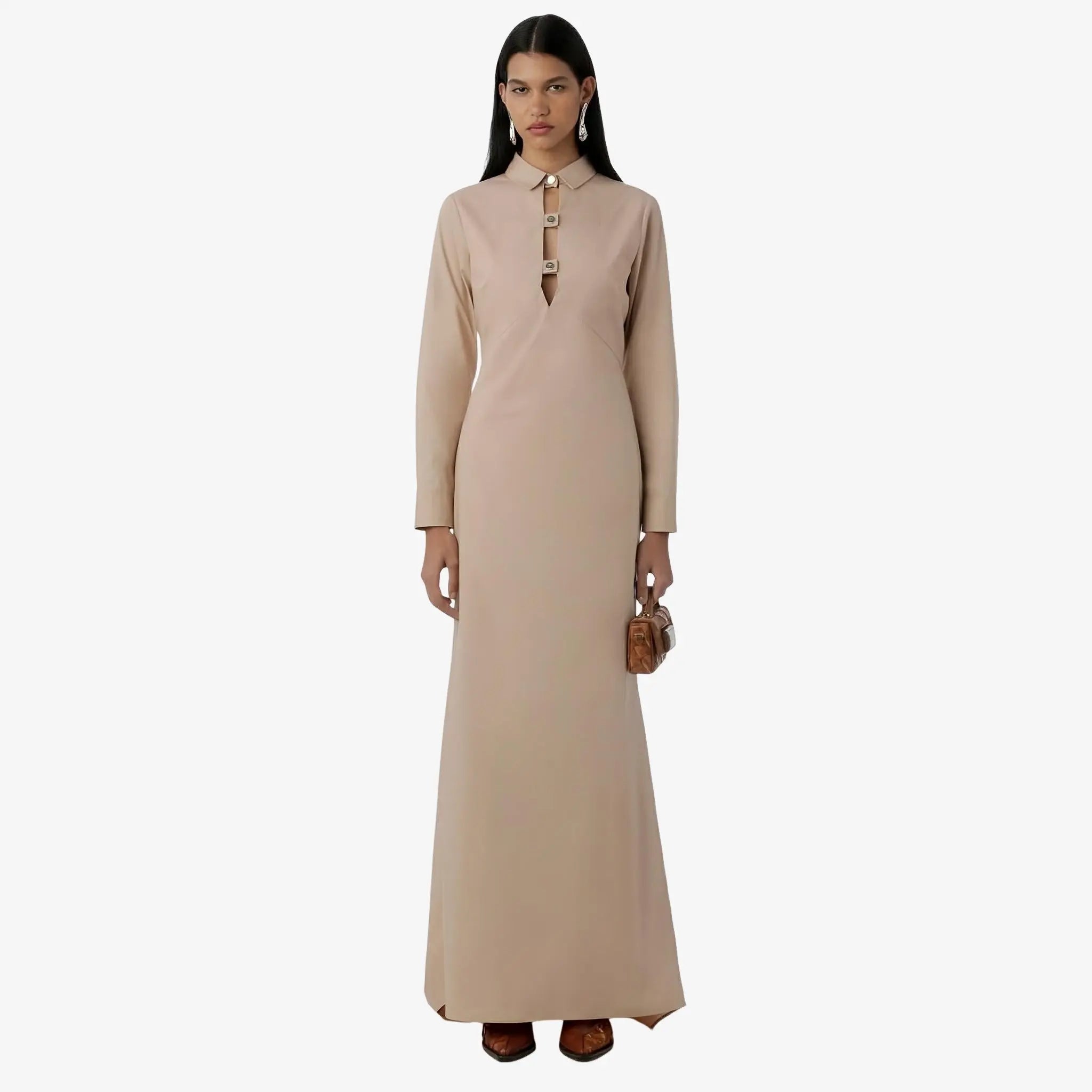 SATIN | Brazilian Luxury Fashion MISCI MISCI Helena Beige Dress