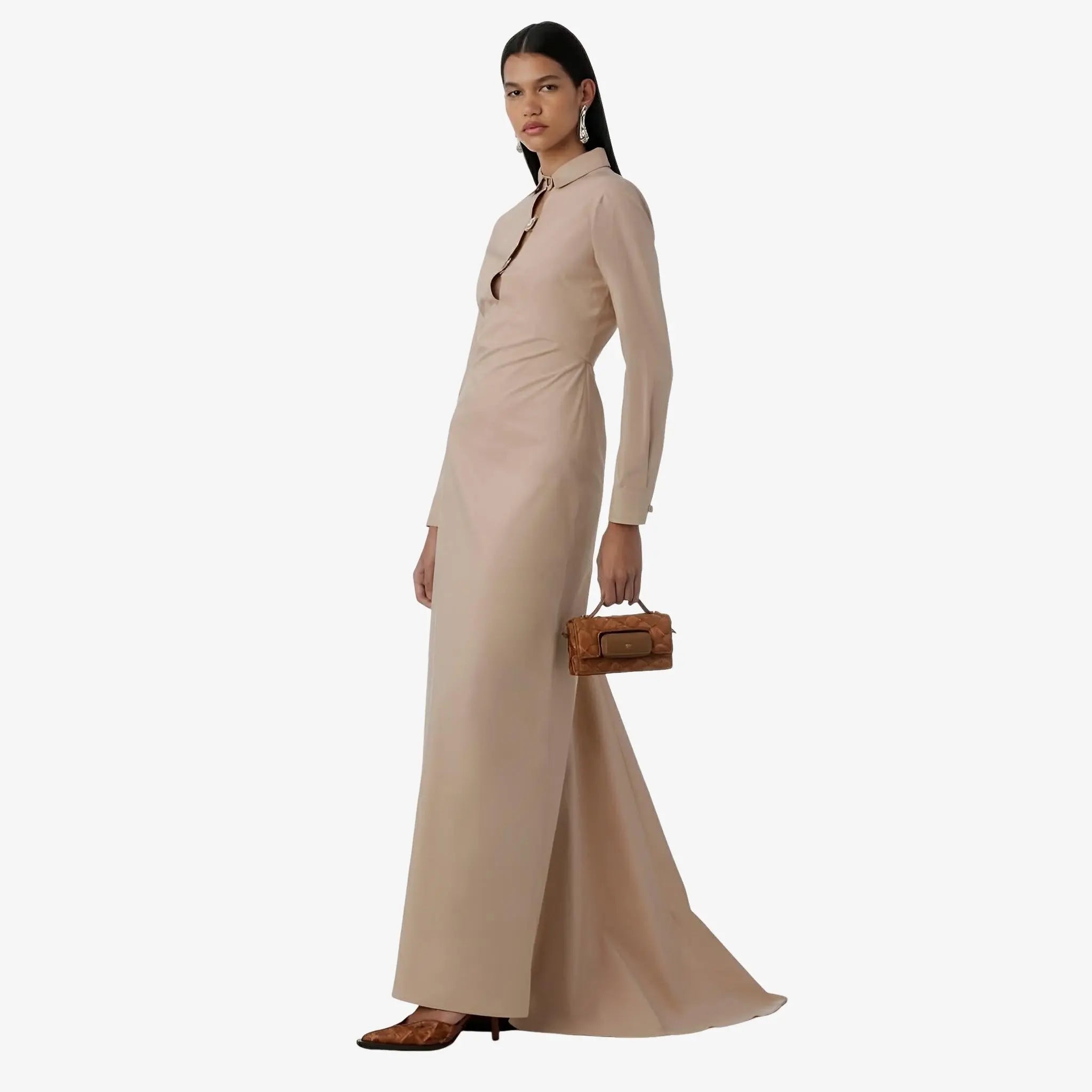 SATIN | Brazilian Luxury Fashion MISCI MISCI Helena Beige Dress