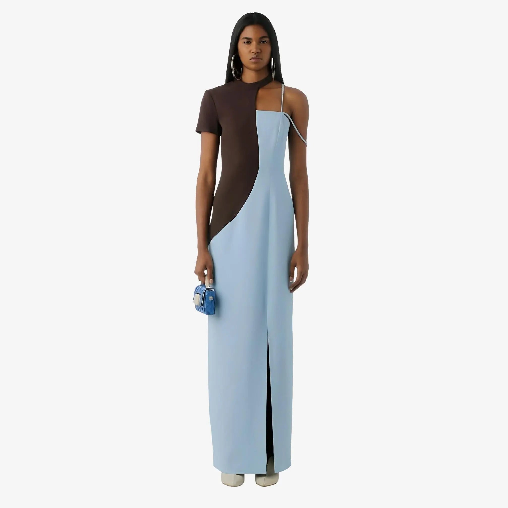 SATIN | Brazilian Luxury Fashion MISCI MISCI Cordova Blue Crepe Dress