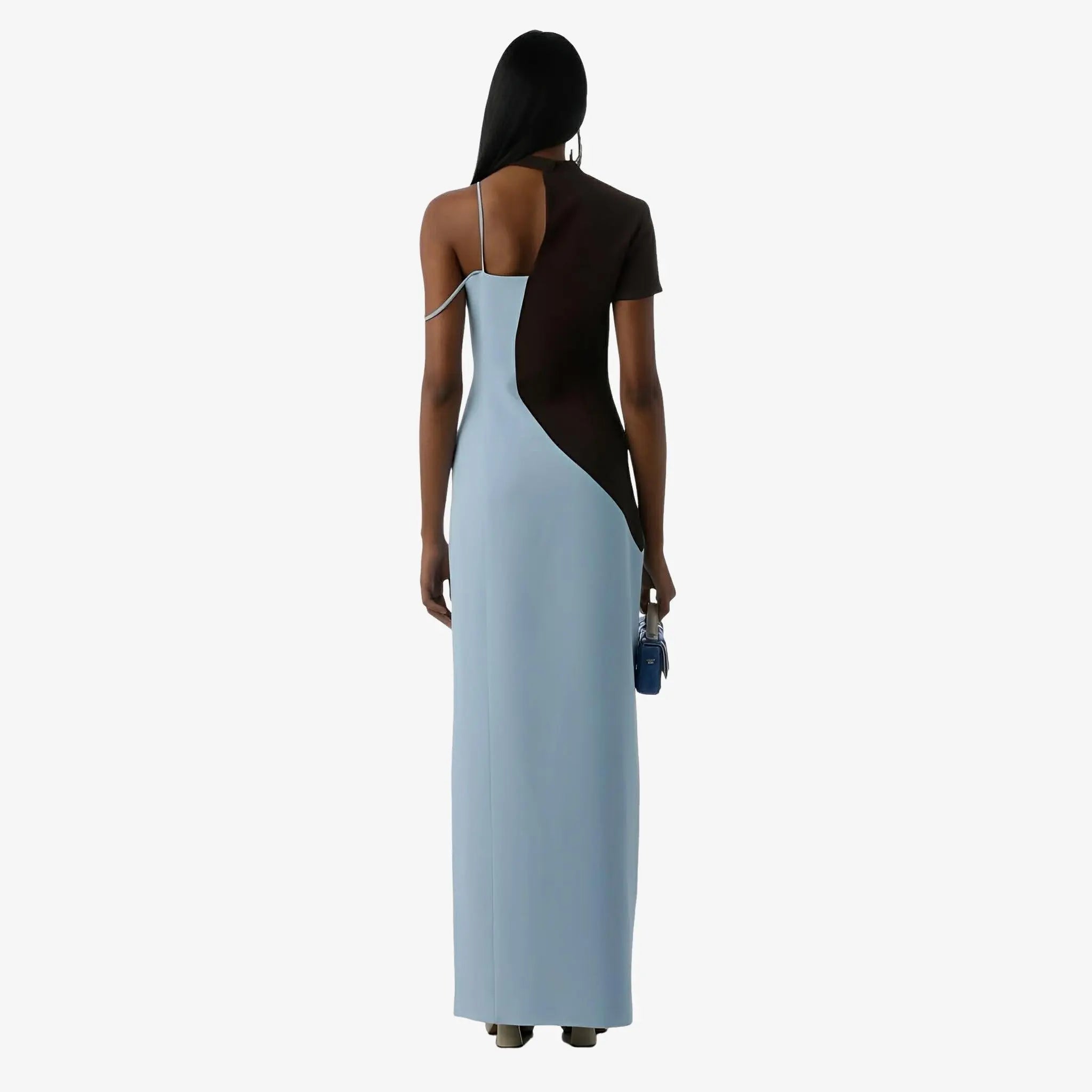 SATIN | Brazilian Luxury Fashion MISCI MISCI Cordova Blue Crepe Dress