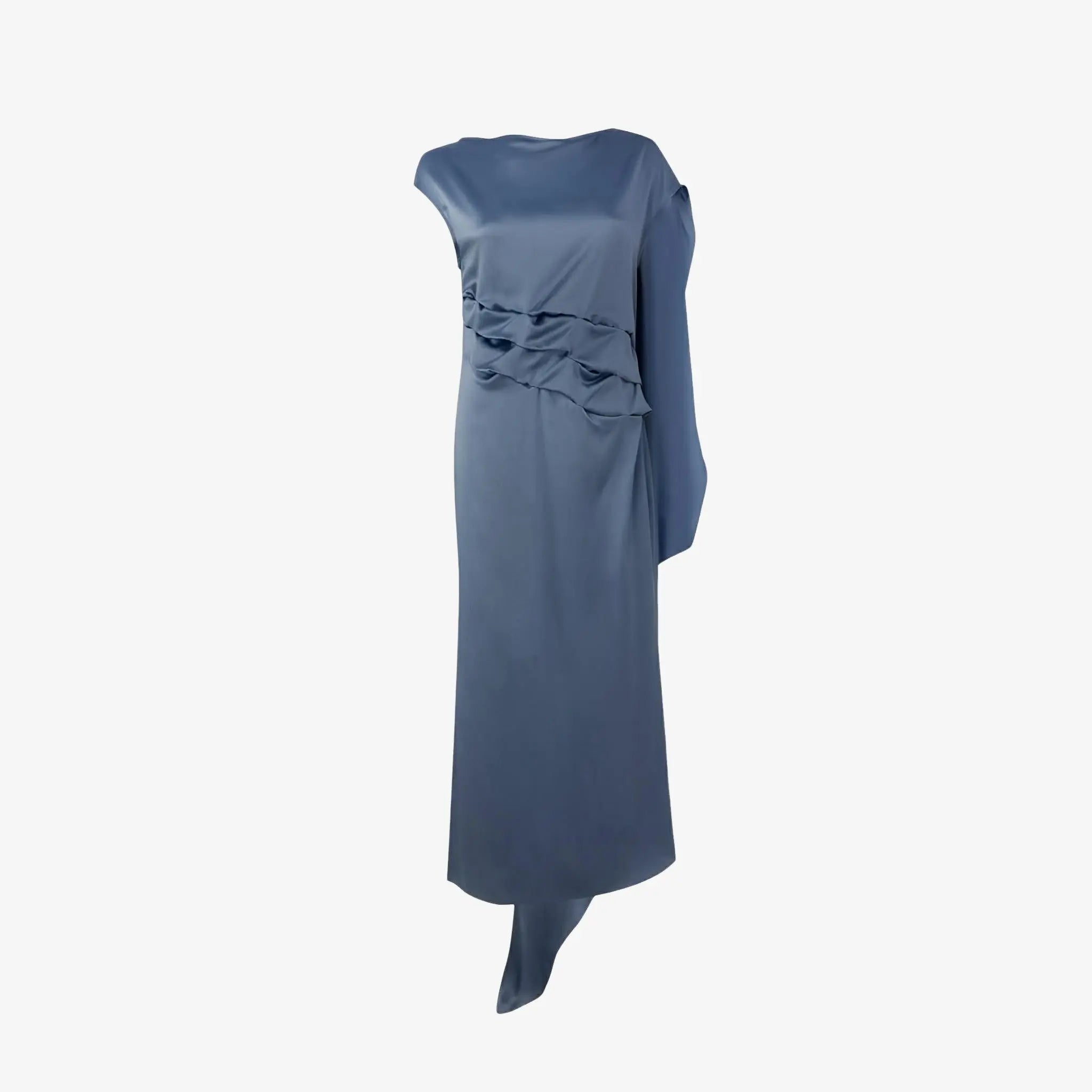 SATIN | Brazilian Luxury Fashion MISCI MISCI Popcorn Blue Silk Dress