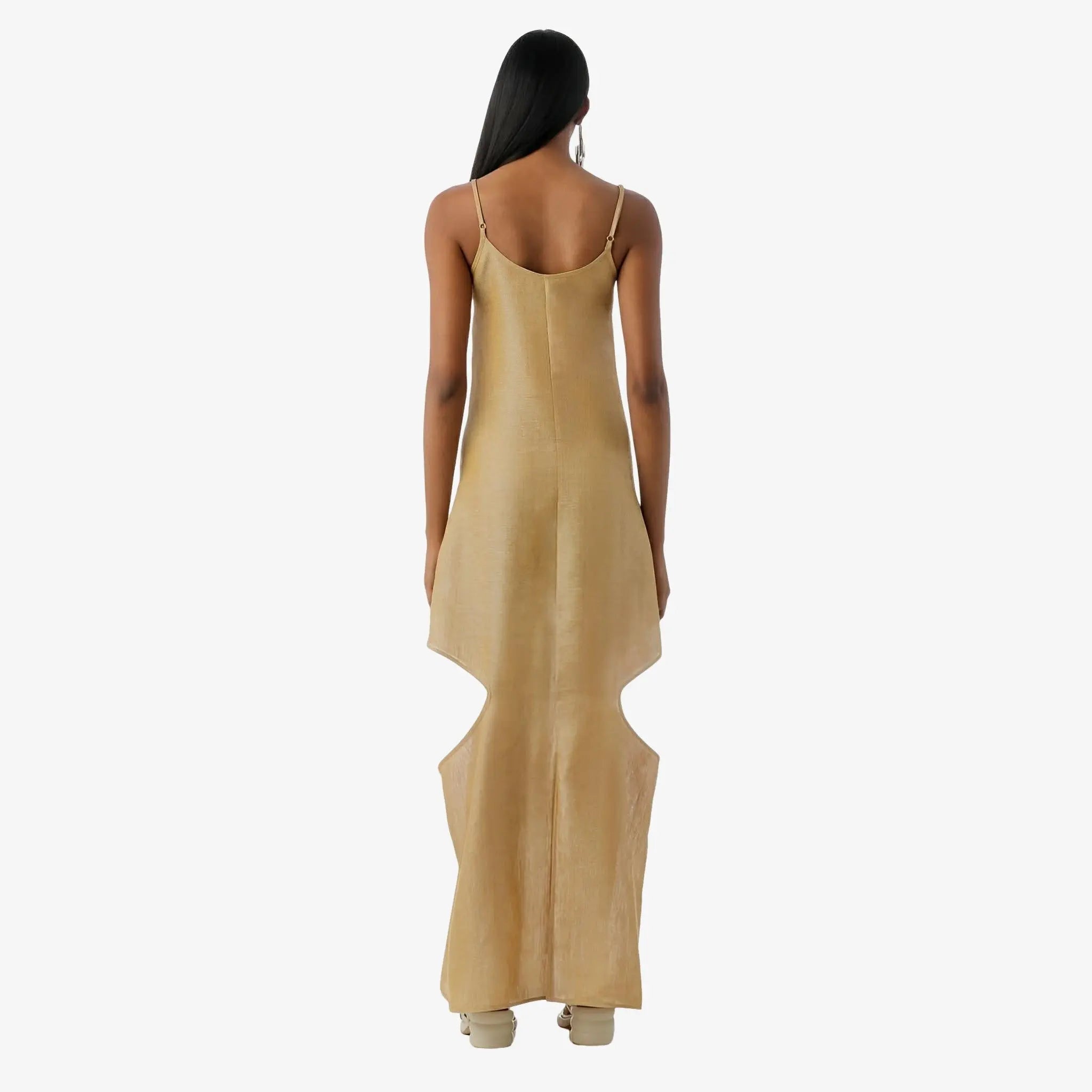 SATIN | Brazilian Luxury Fashion MISCI MISCI Cascavel Gold Linen Dress