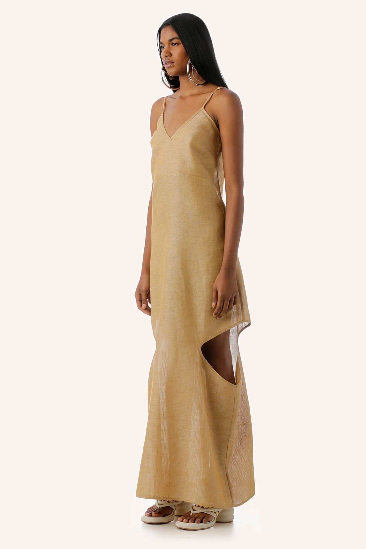 MISCI Cascavel Gold Linen Dress