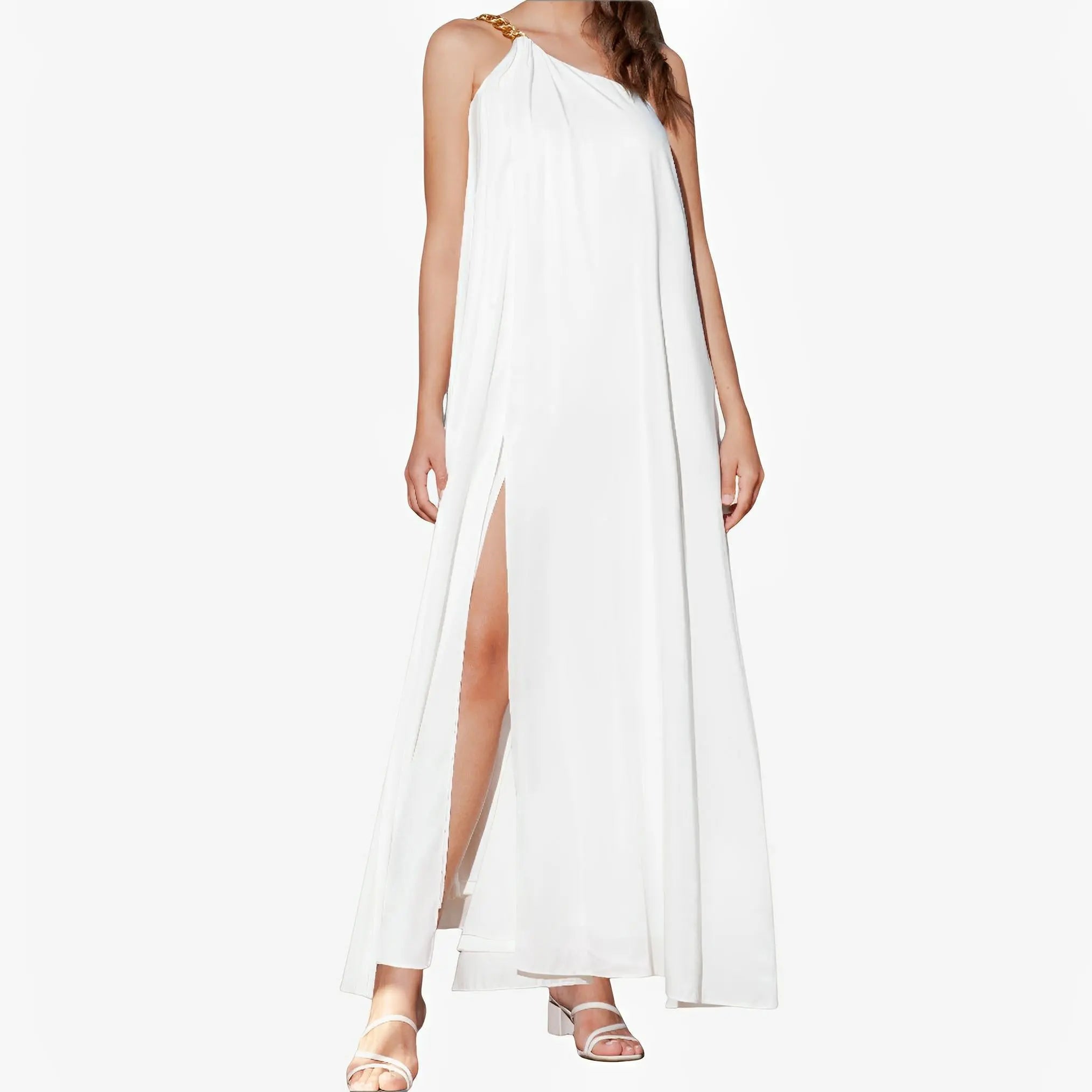 SATIN | Brazilian Luxury Fashion TONAGE TONAGE Dress Off White One Shoulder