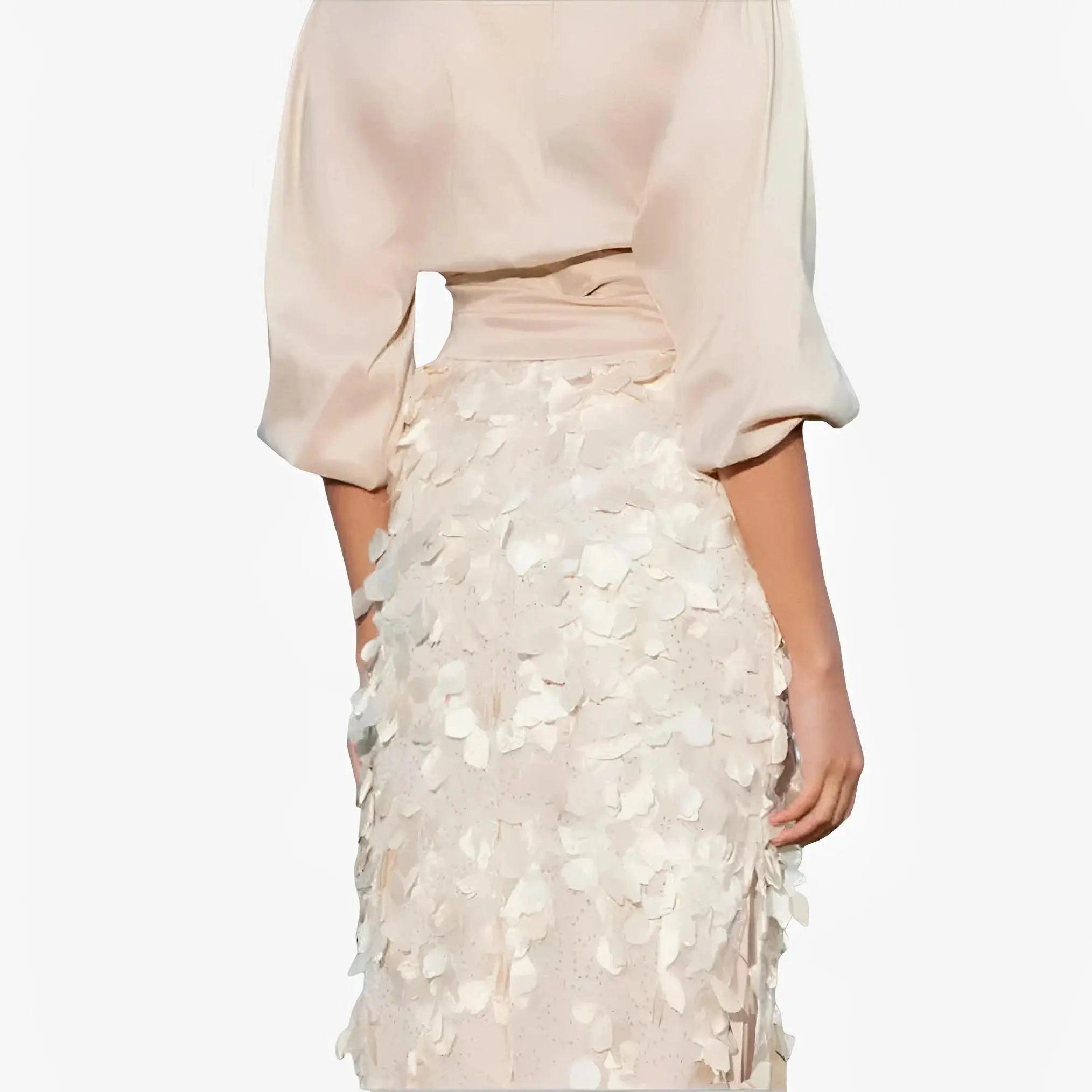 SATIN | Brazilian Luxury Fashion TONAGE TONAGE Skirt Tulle fabric with gold embroidered small flowers in high relief