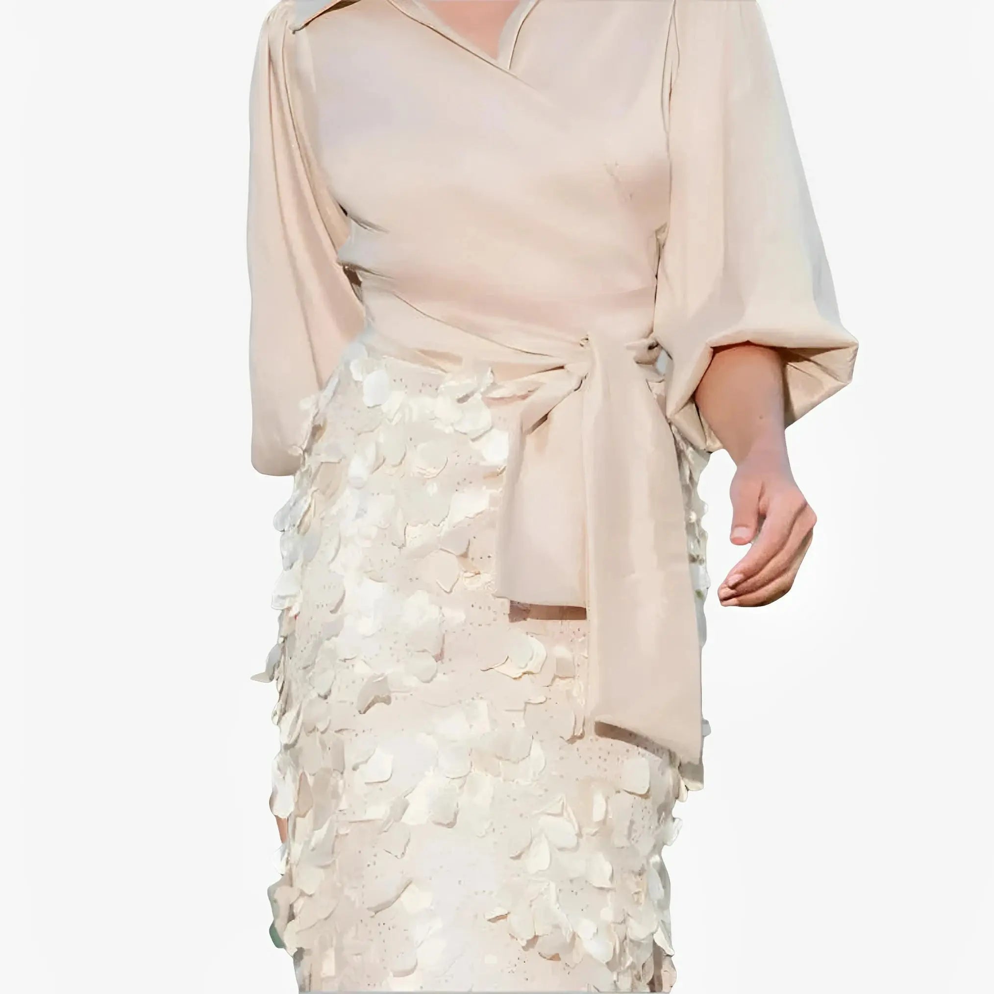 SATIN | Brazilian Luxury Fashion TONAGE TONAGE Skirt Tulle fabric with gold embroidered small flowers in high relief