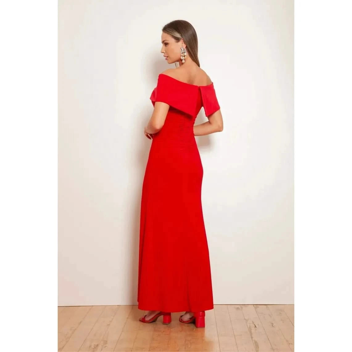 TONAGE Long off - the - shoulder Red dress - SATIN | Brazilian Luxury Fashion