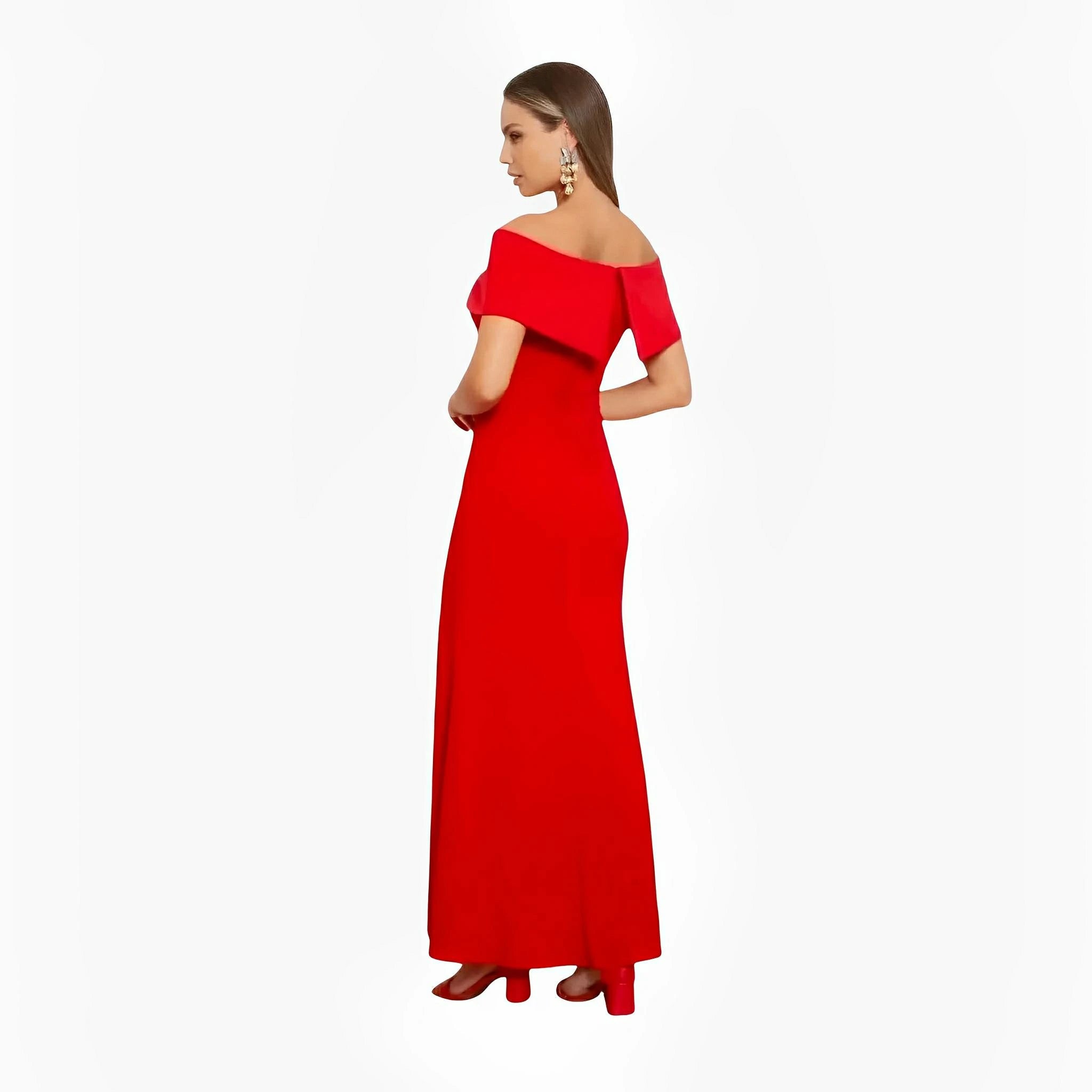 SATIN | Brazilian Luxury Fashion TON AGE TONAGE Long off-the-shoulder Red dress