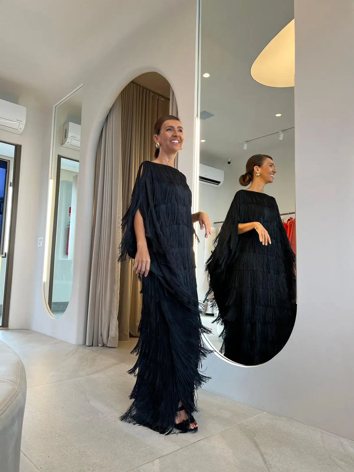 Bambu - Kaftan Fringes Black
