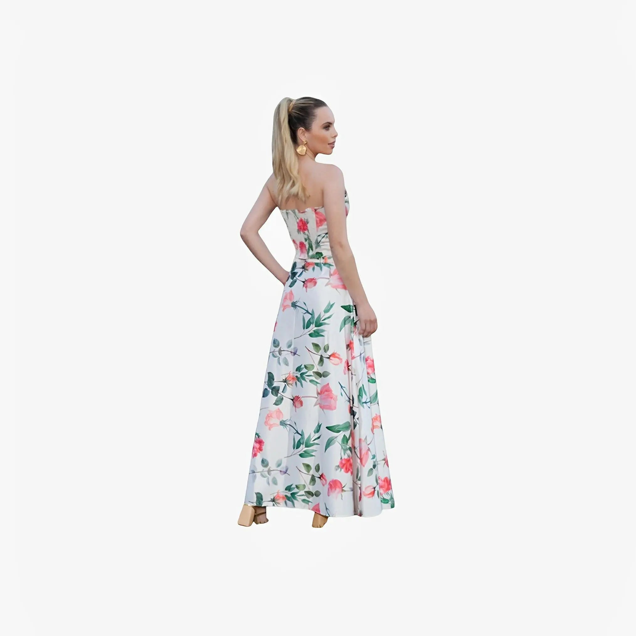 SATIN | Brazilian Luxury Fashion TONAGE TONAGE TOP Rose print with off-white background