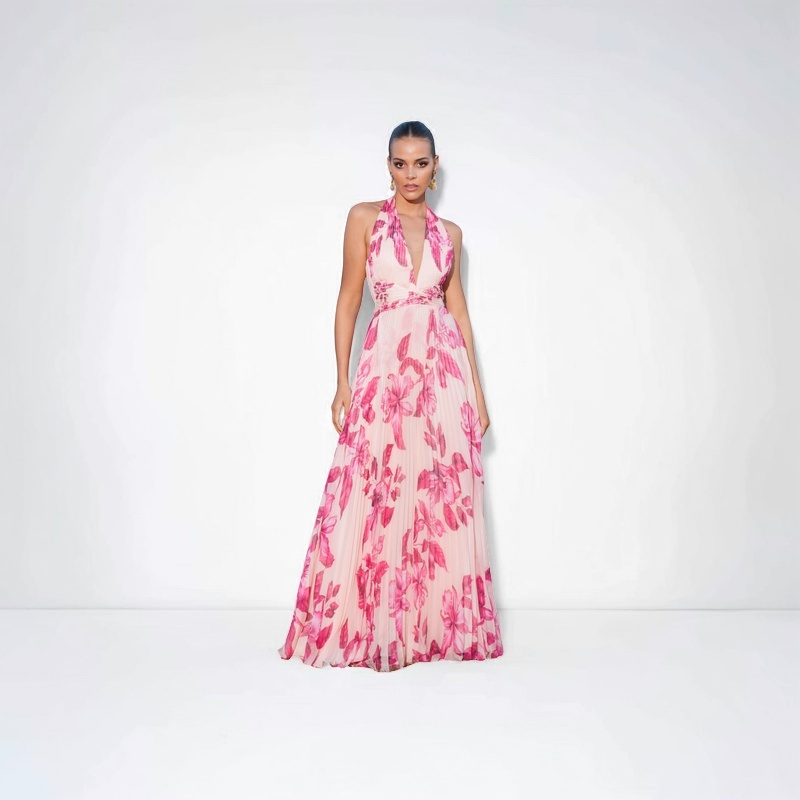 TONAGE Dress Pink print with large flowers pink
