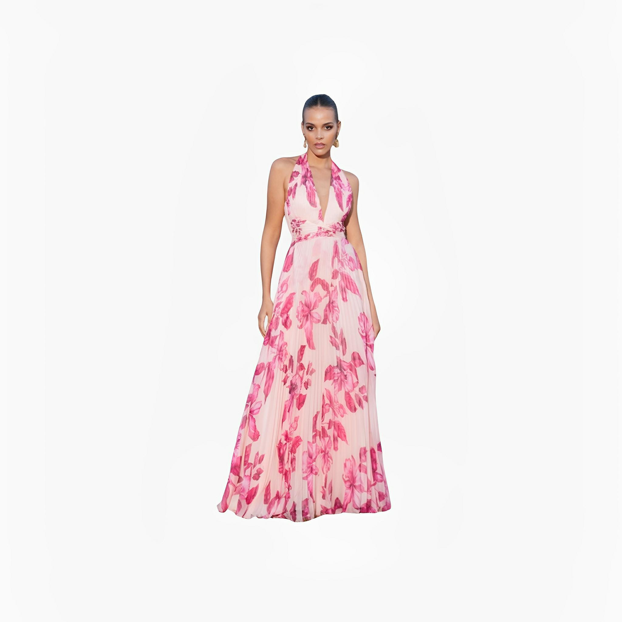 SATIN | Brazilian Luxury Fashion TONAGE TONAGE Dress Pink print with large flowers pink