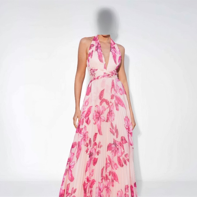 TONAGE Dress Pink print with large flowers pink