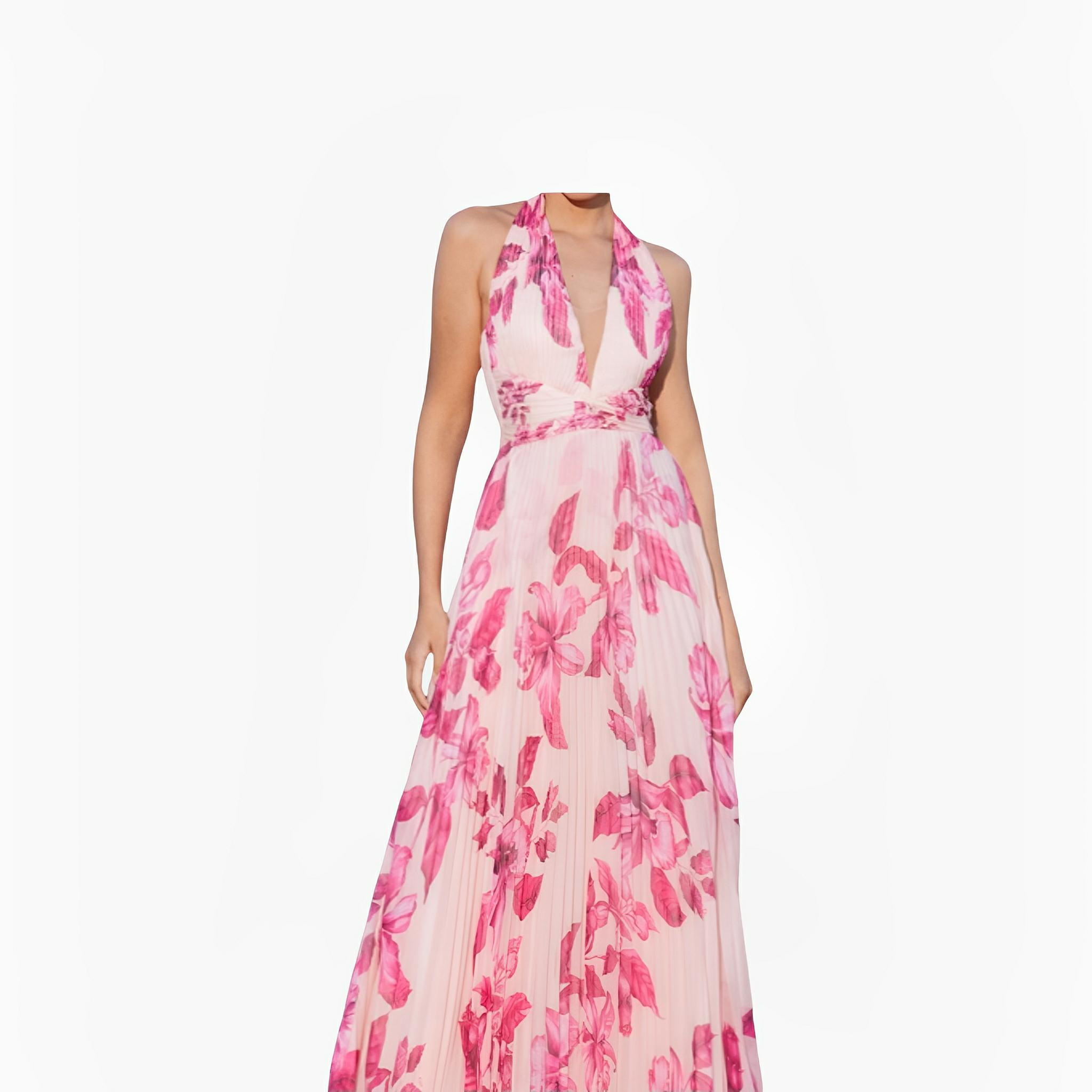 SATIN | Brazilian Luxury Fashion TONAGE TONAGE Dress Pink print with large flowers pink