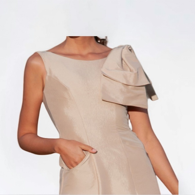 TONAGE Dress Gold color with bow