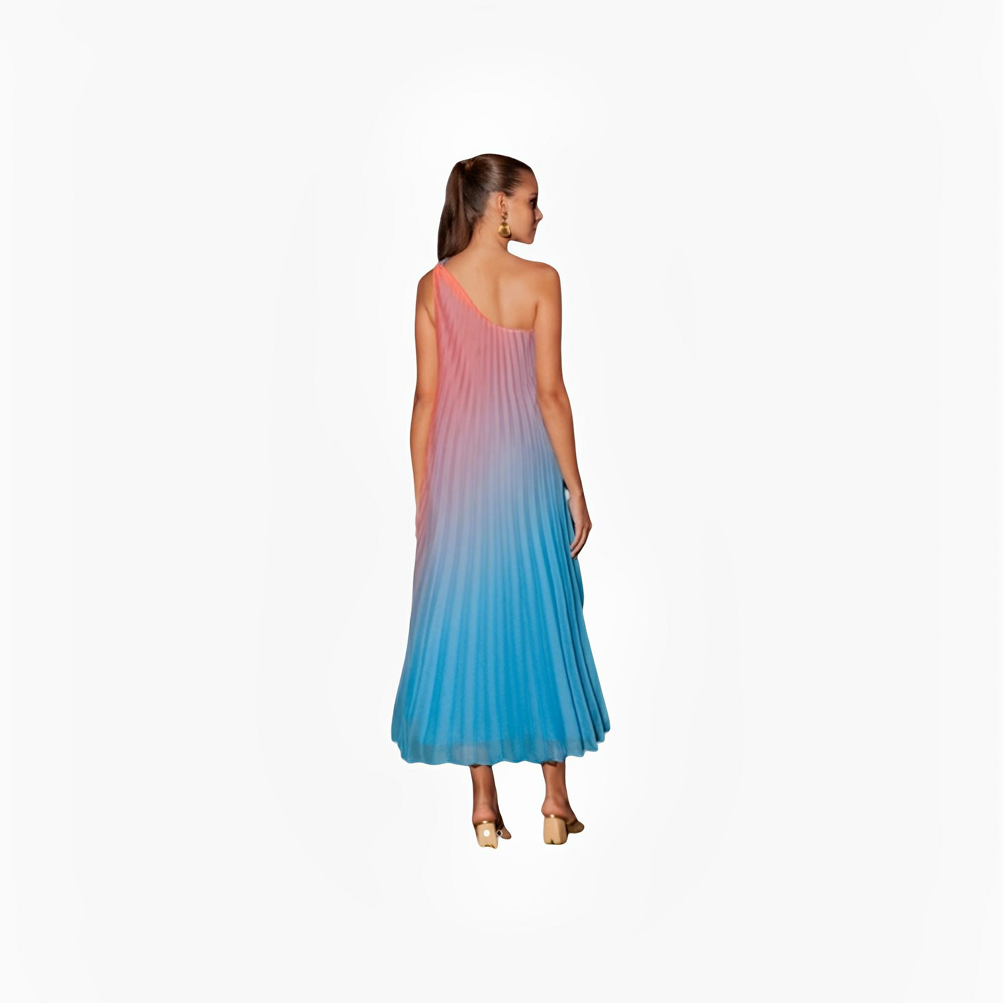 SATIN | Brazilian Luxury Fashion TONAGE TONAGE Dress with a gradient print in blue and orange