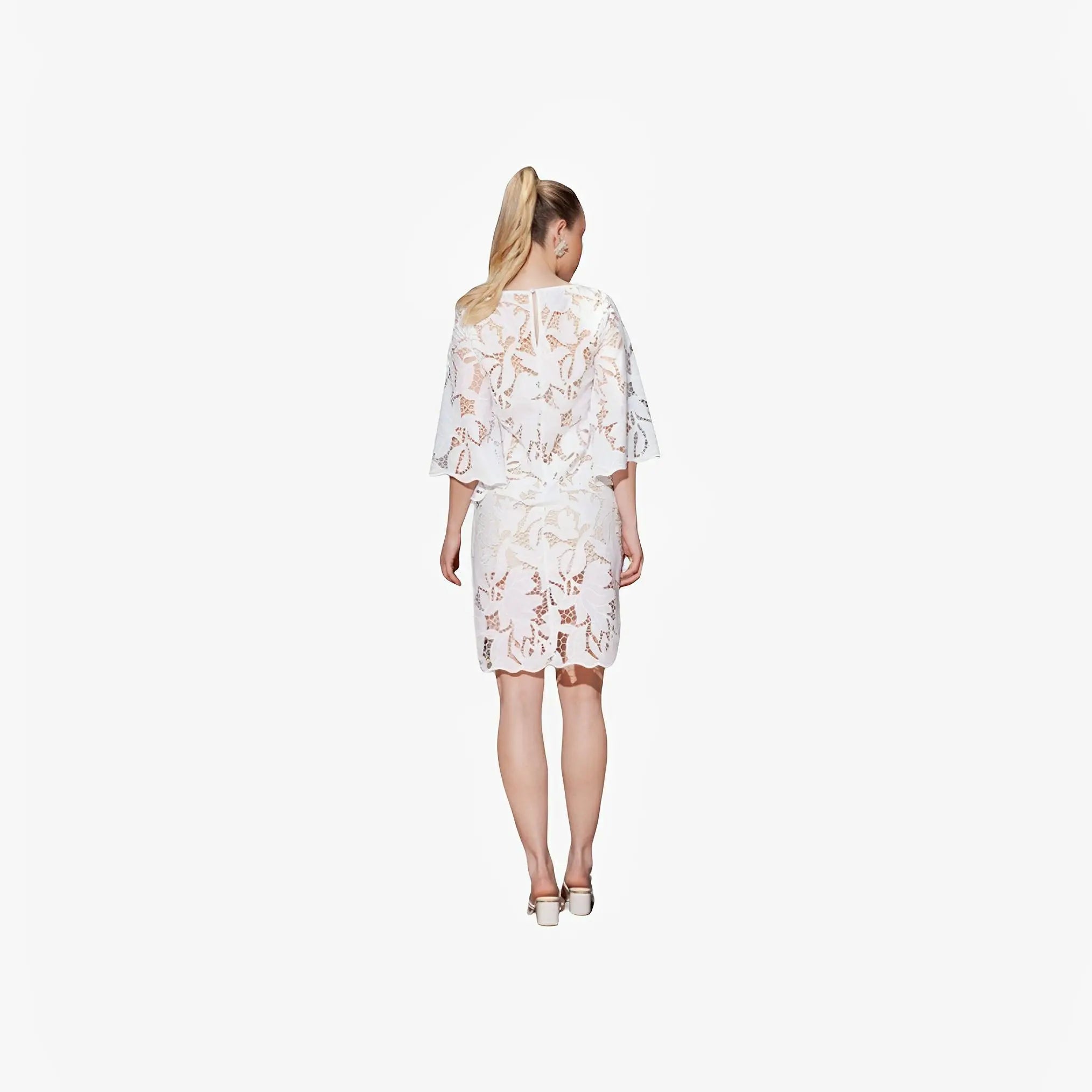 SATIN | Brazilian Luxury Fashion TONAGE TONAGE Dress White embroidered fabric with white flowers