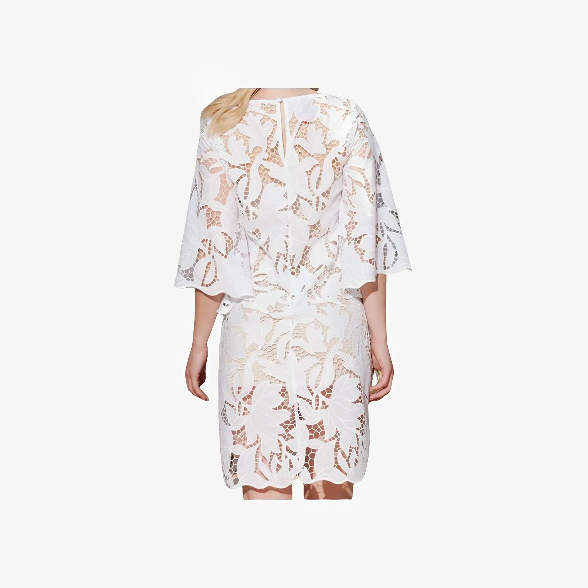 SATIN | Brazilian Luxury Fashion TONAGE TONAGE Dress White embroidered fabric with white flowers