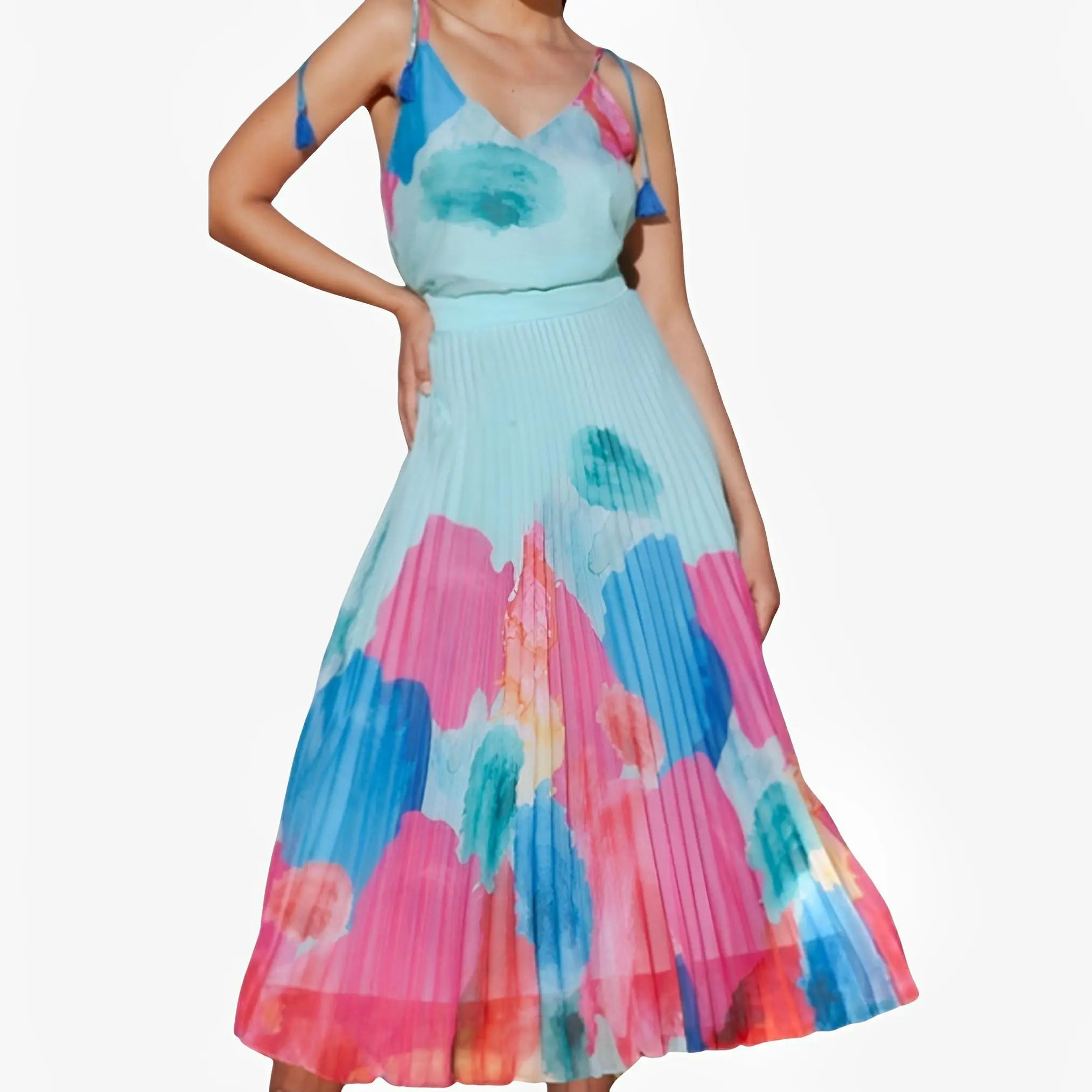 SATIN | Brazilian Luxury Fashion TONAGE TONAGE Skirt Print with abstract colorful spots with green border