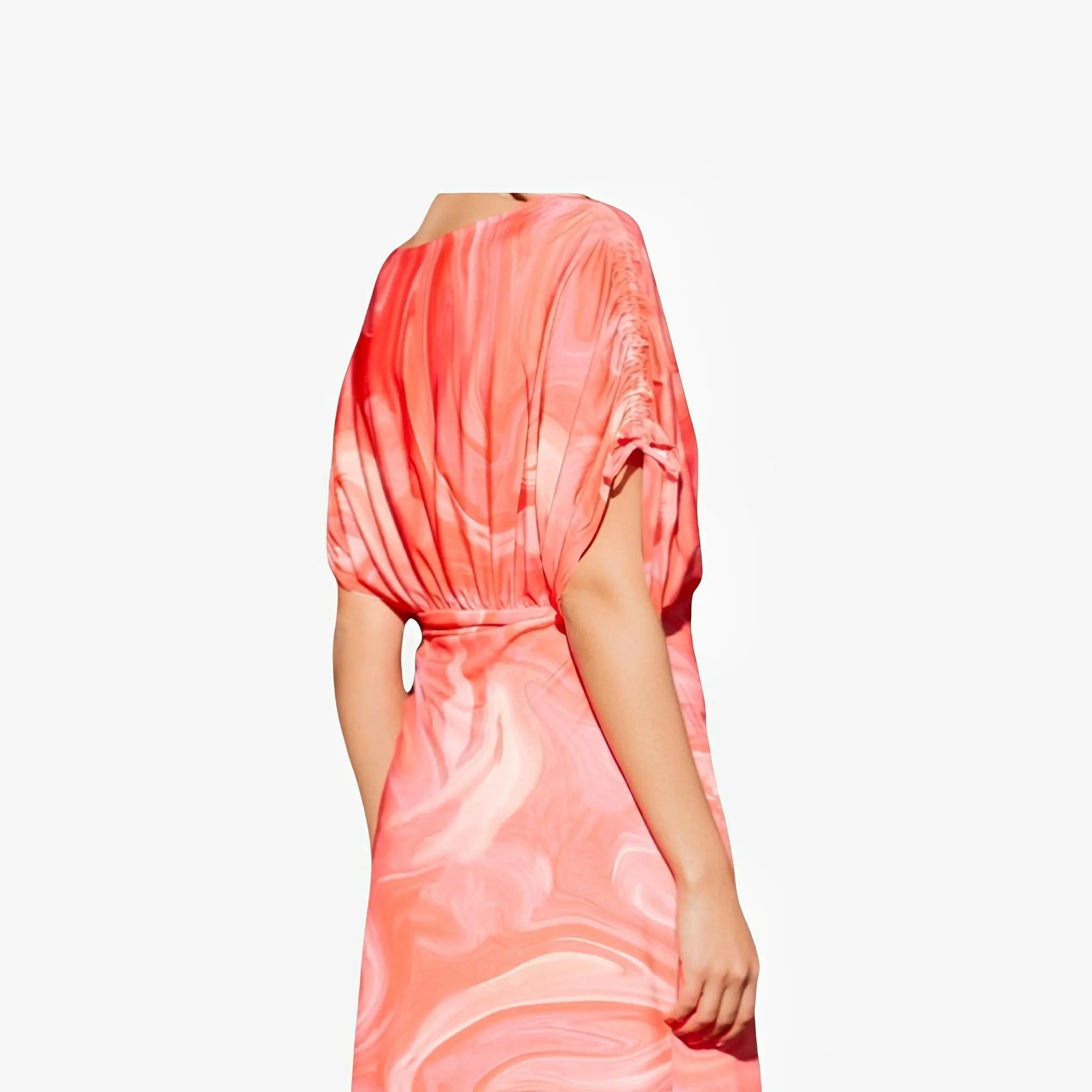 SATIN | Brazilian Luxury Fashion TONAGE TONAGE Dress Coral print in orange tones special fabric